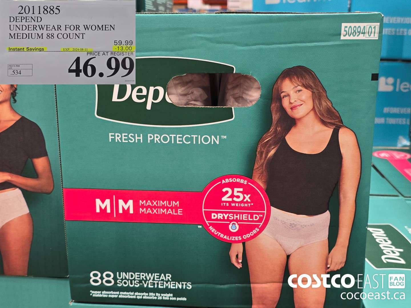 2011885 DEPEND UNDERWEAR FOR WOMEN MEDIUM 88 COUNT ($13.00 INSTANT SAVINGS EXPIRES ON 2024-08-11) $46.99