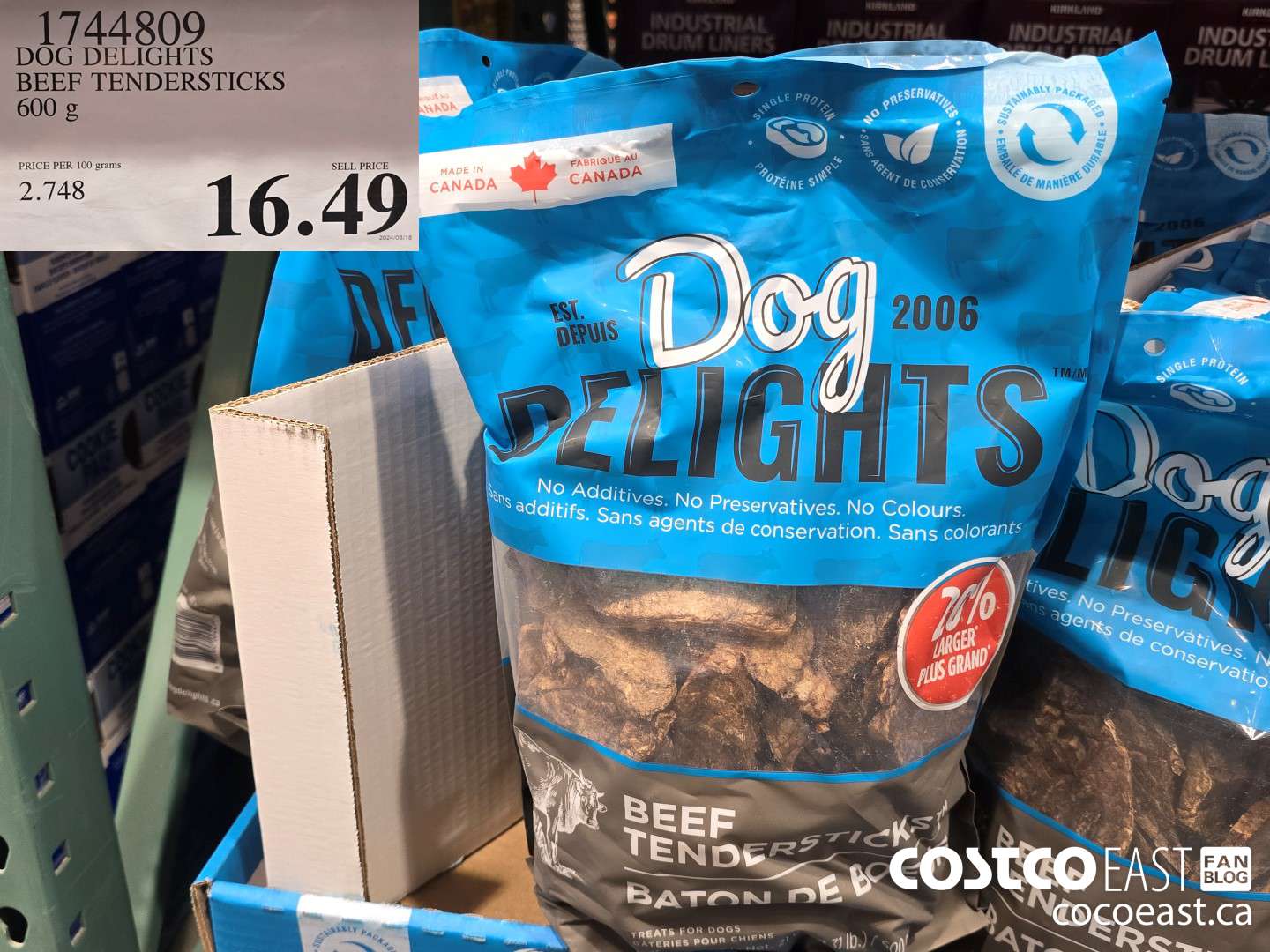 1744809 DOG DELIGHTS BEEF TENDERSTICKS 600 G $16.49
