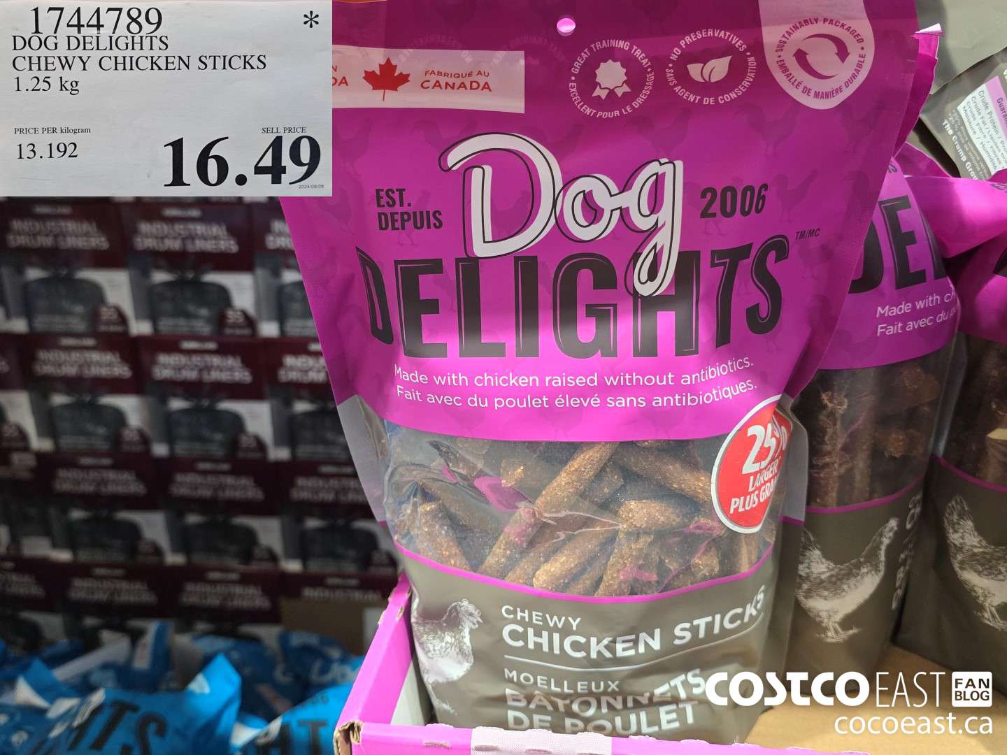 1744789 DOG DELIGHTS CHEWY CHICKEN STICKS 1.25 KG $16.49