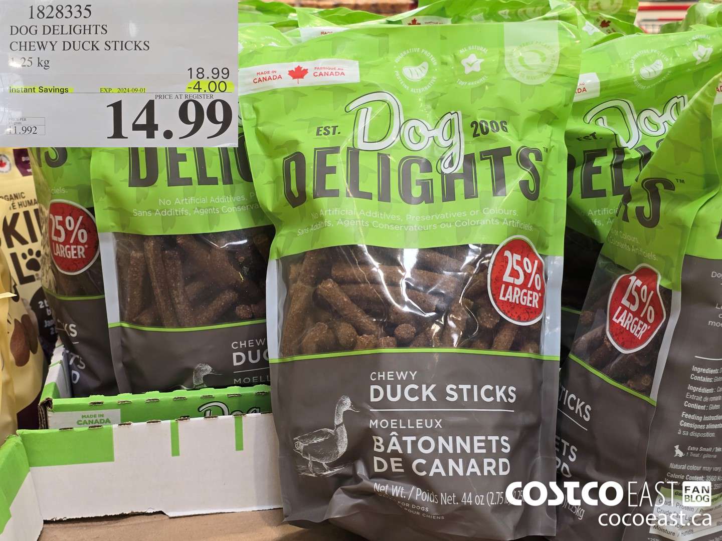 1828335 DOG DELIGHTS CHEWY DUCK STICKS 1.25 KG ($4.00 INSTANT SAVINGS EXPIRES ON 2024-09-01) $14.99