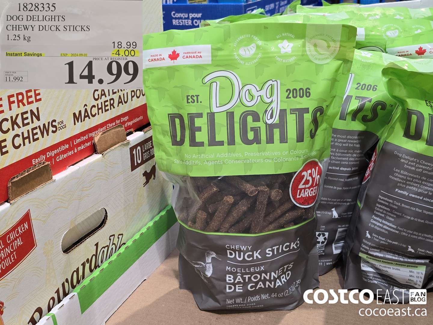 1828335 DOG DELIGHTS CHEWY DUCK STICKS 1.25 KG ($4.00 INSTANT SAVINGS EXPIRES ON 2024-09-01) $14.99