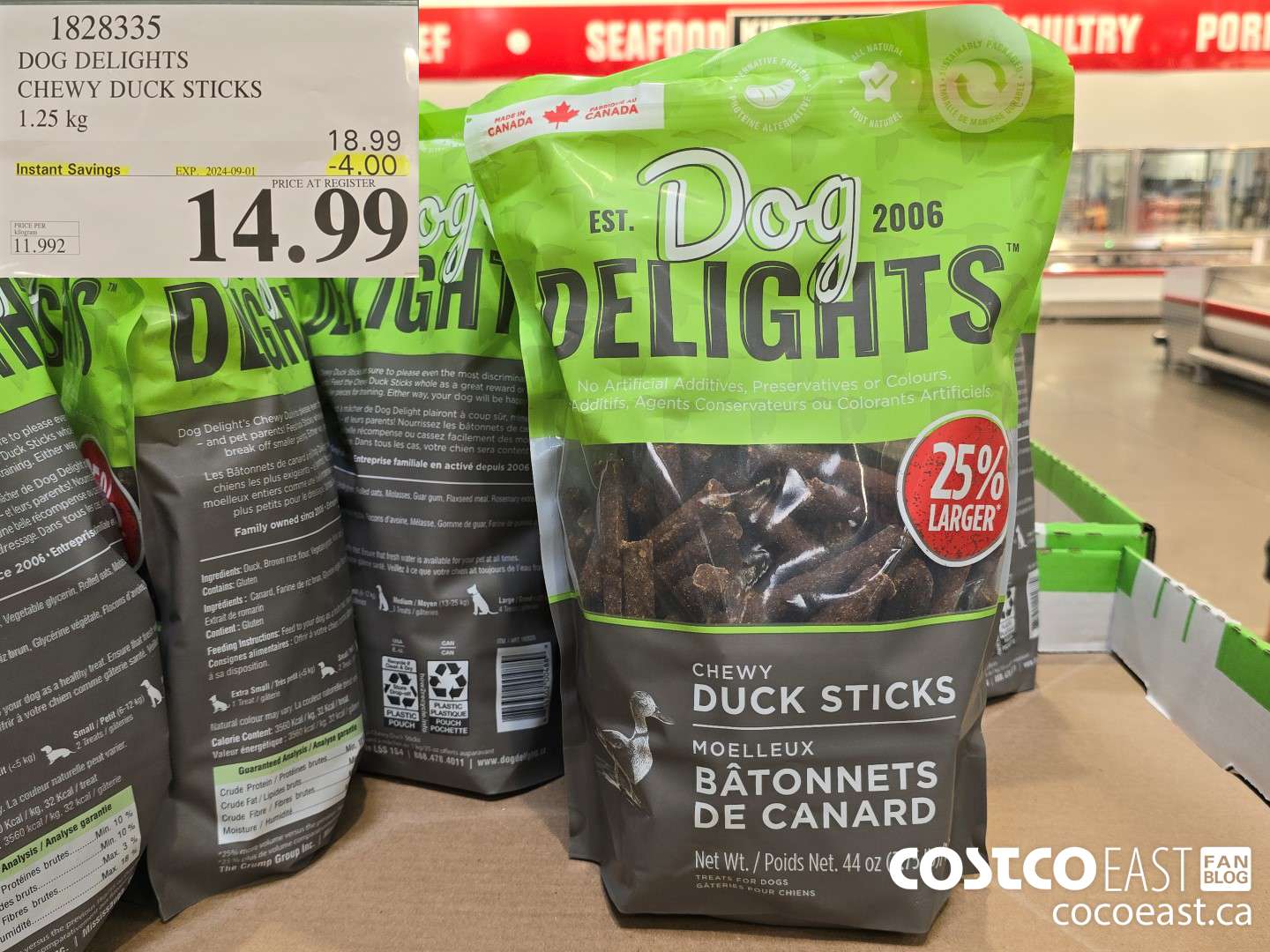 1828335 DOG DELIGHTS CHEWY DUCK STICKS 1.25 KG ($4.00 INSTANT SAVINGS EXPIRES ON 2024-09-01) $14.99