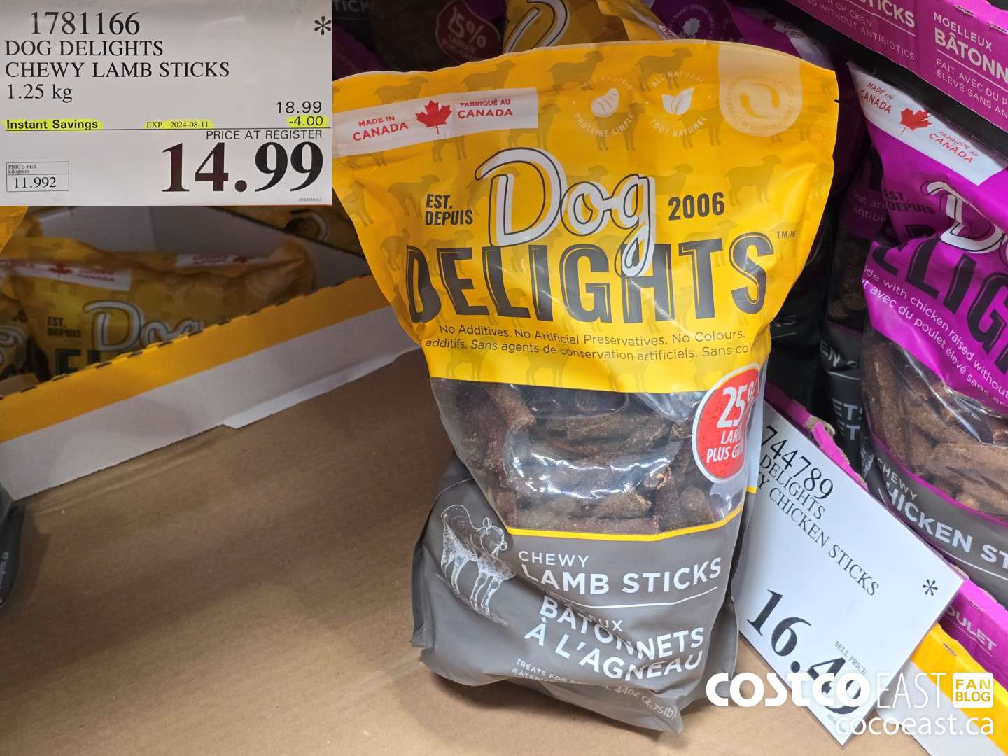 1781166 DOG DELIGHTS CHEWY LAMB STICKS 1.25 KG ($4.00 INSTANT SAVINGS EXPIRES ON 2024-08-11) $14.99