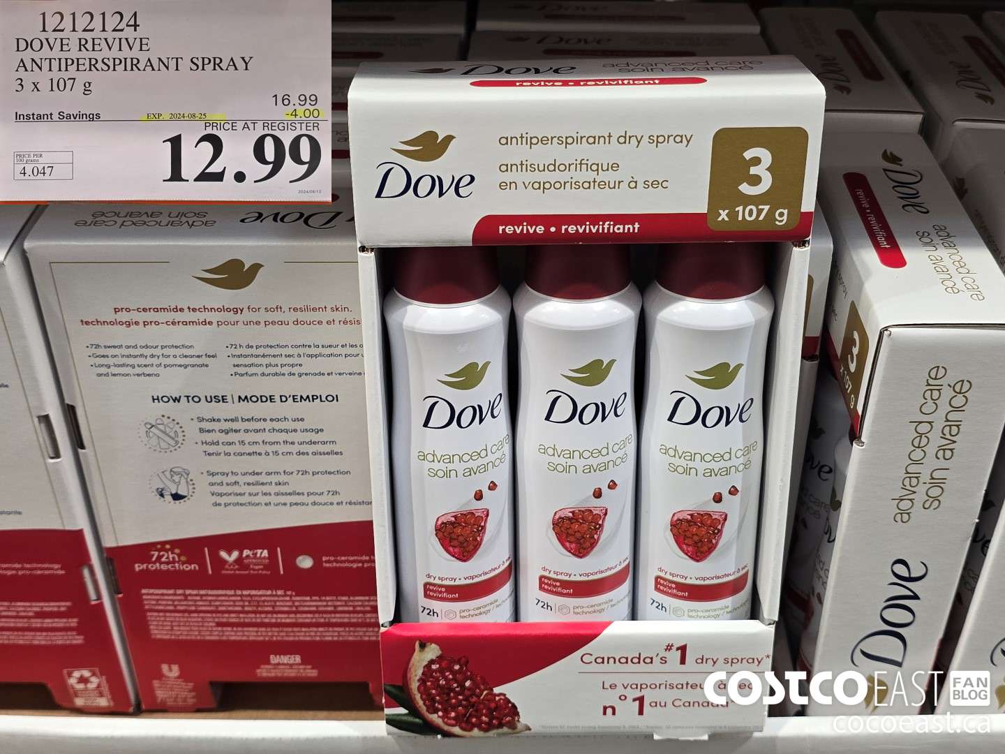 1212124 DOVE REVIVE ANTIPERSPIRANT SPRAY 3 X 107 G ($4.00 INSTANT SAVINGS EXPIRES ON 2024-08-25) $12.99