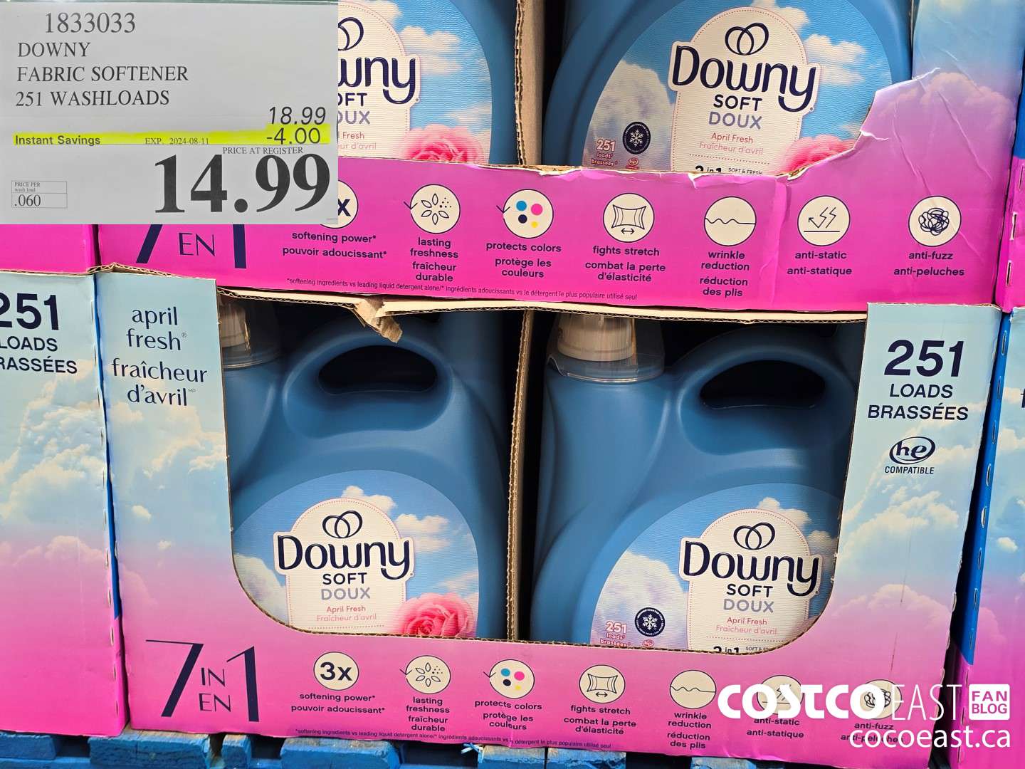 1833033 DOWNY FABRIC SOFTENER 251 WASHLOADS ($4.00 INSTANT SAVINGS EXPIRES ON 2024-08-11) $14.99