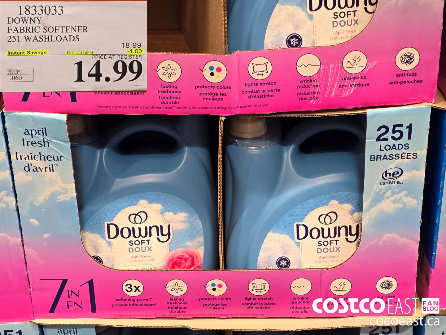 1833033 DOWNY FABRIC SOFTENER 251 WASHLOADS ($4.00 INSTANT SAVINGS EXPIRES ON 2024-09-01) $14.99