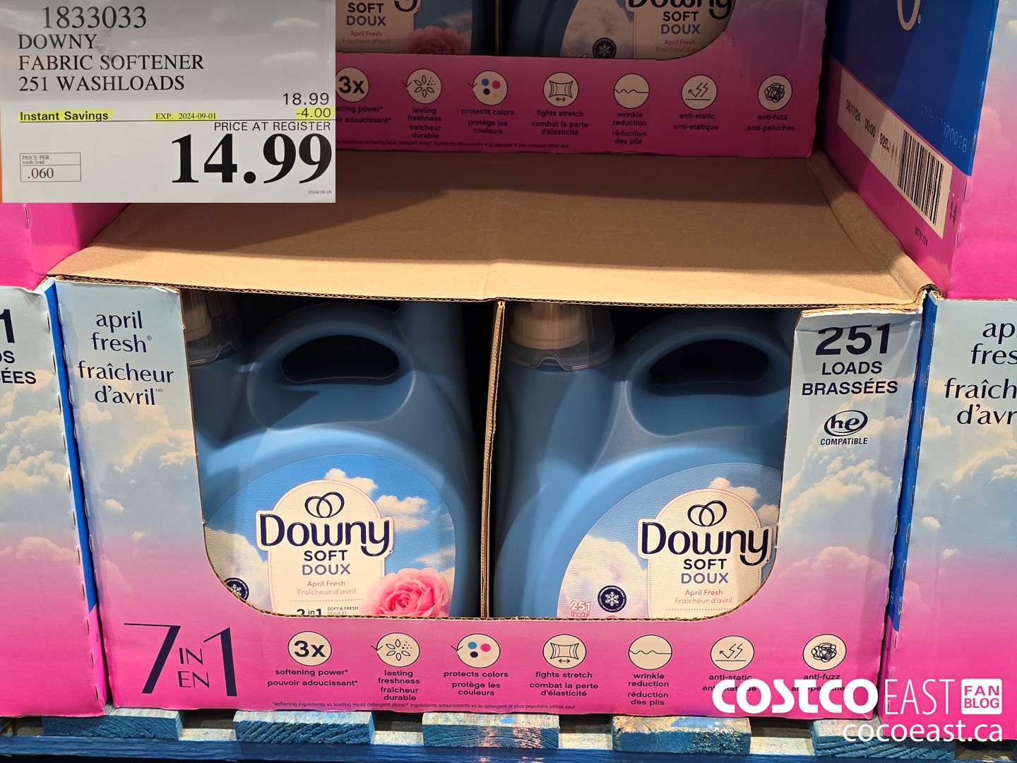 1833033 DOWNY FABRIC SOFTENER 251 WASHLOADS ($4.00 INSTANT SAVINGS EXPIRES ON 2024-09-01) $14.99