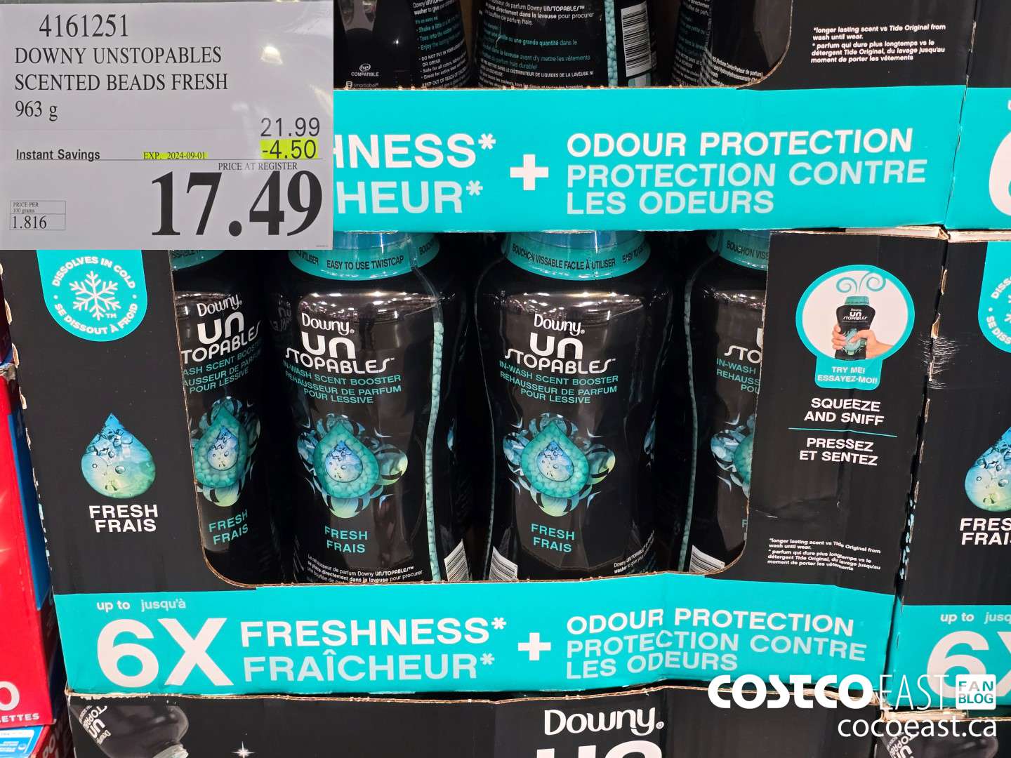 4161251 DOWNY UNSTOPABLES SCENTED BEADS FRESH 963 g ($4.50 INSTANT SAVINGS EXPIRES ON 2024-09-01) $17.49