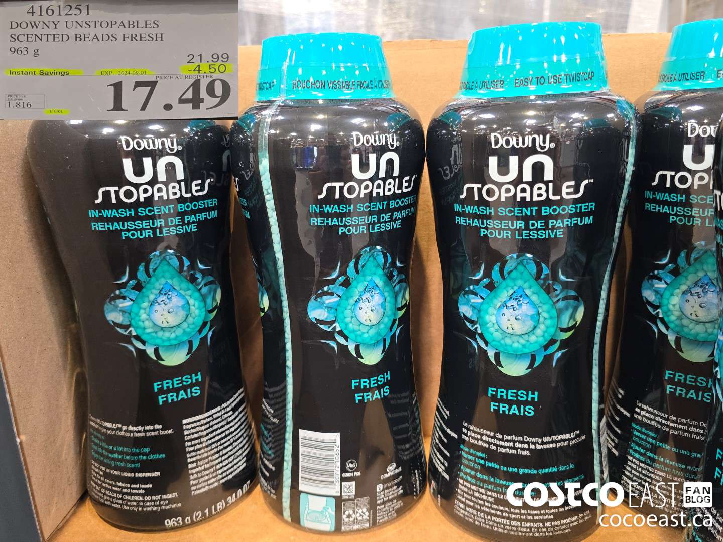 4161251 DOWNY UNSTOPABLES SCENTED BEADS FRESH 963 g ($4.50 INSTANT SAVINGS EXPIRES ON 2024-09-01) $17.49