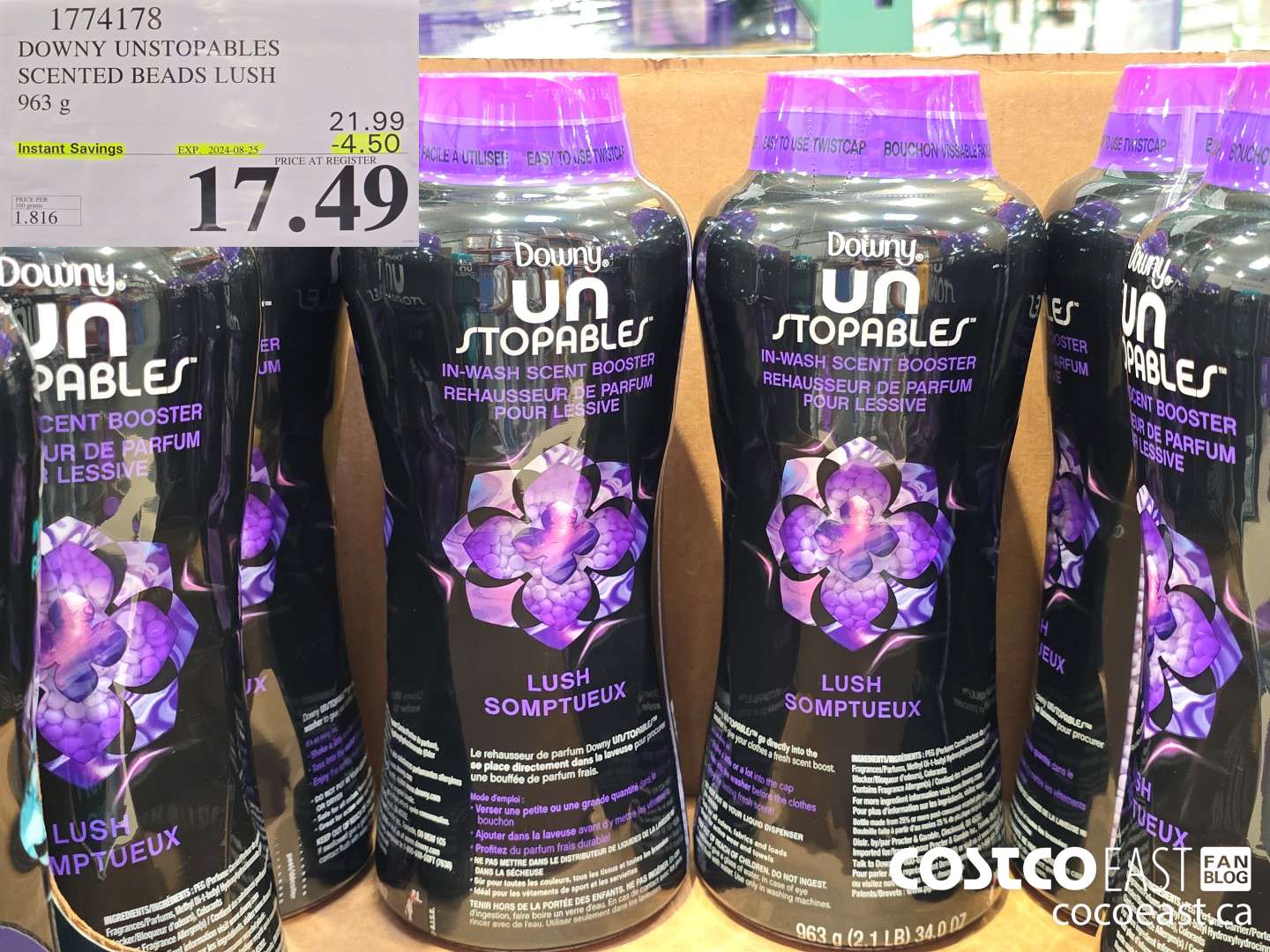 1774178 DOWNY UNSTOPABLES SCENTED BEADS LUSH 963 G ($4.50 INSTANT SAVINGS EXPIRES ON 2024-08-25) $17.49