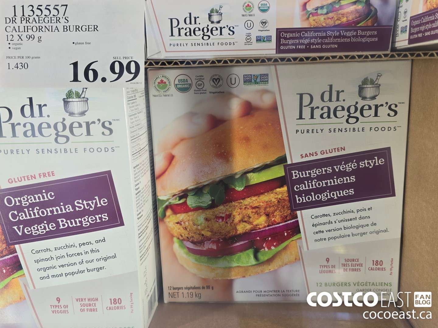 1135557 DR PRAEGER'S CALIFORNIA BURGER 12 X 99G $16.99