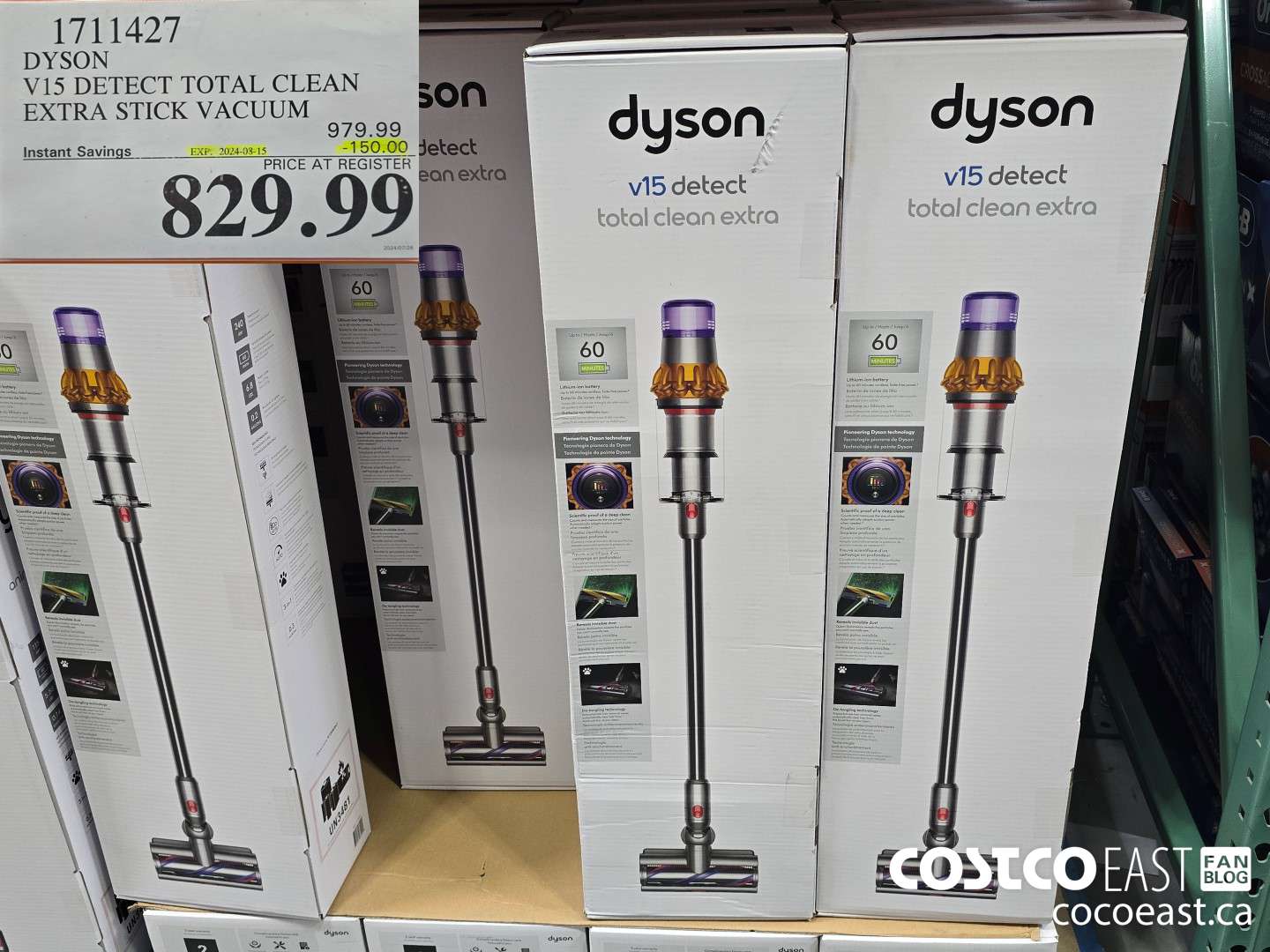 1711427 DYSON V15 DETECT TOTAL CLEAN EXTRA STICK VACUUM ($150.00 INSTANT SAVINGS EXPIRES ON 2024-08-15) $829.99