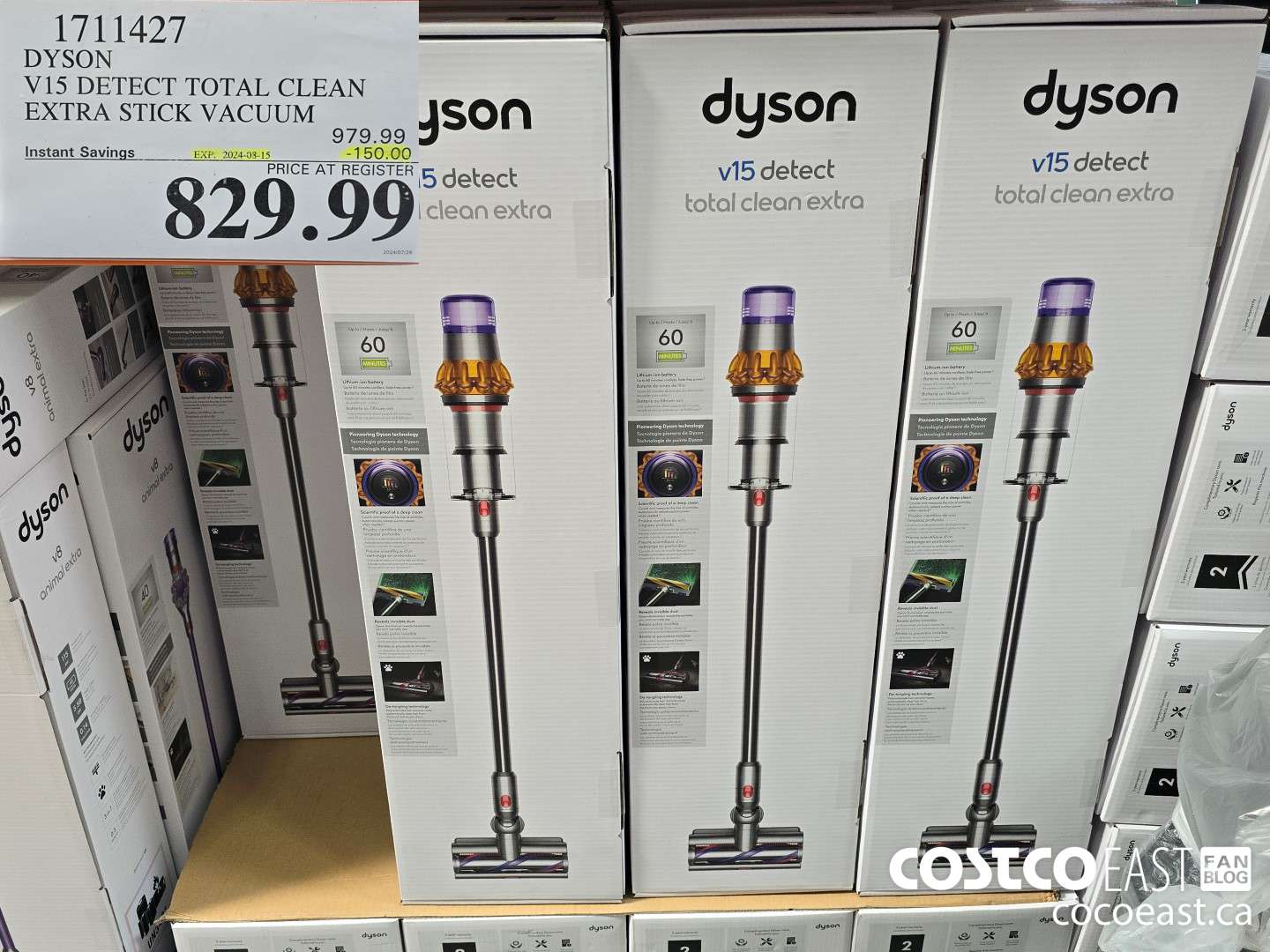 1711427 DYSON V15 DETECT TOTAL CLEAN EXTRA STICK VACUUM ($150.00 INSTANT SAVINGS EXPIRES ON 2024-08-15) $829.99