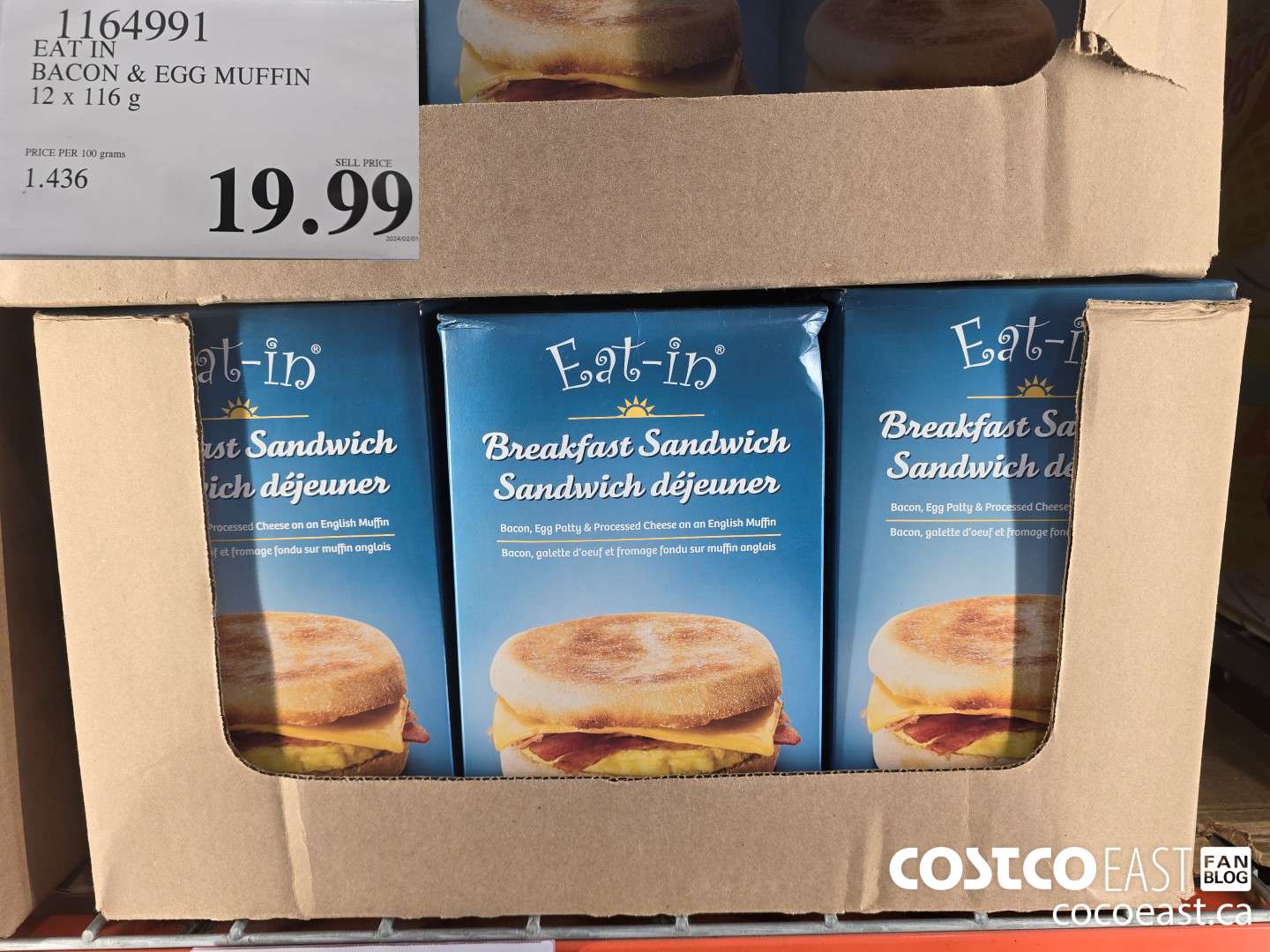 1164991 EAT IN BACON & EGG MUFFIN 12 X 116 G $19.99