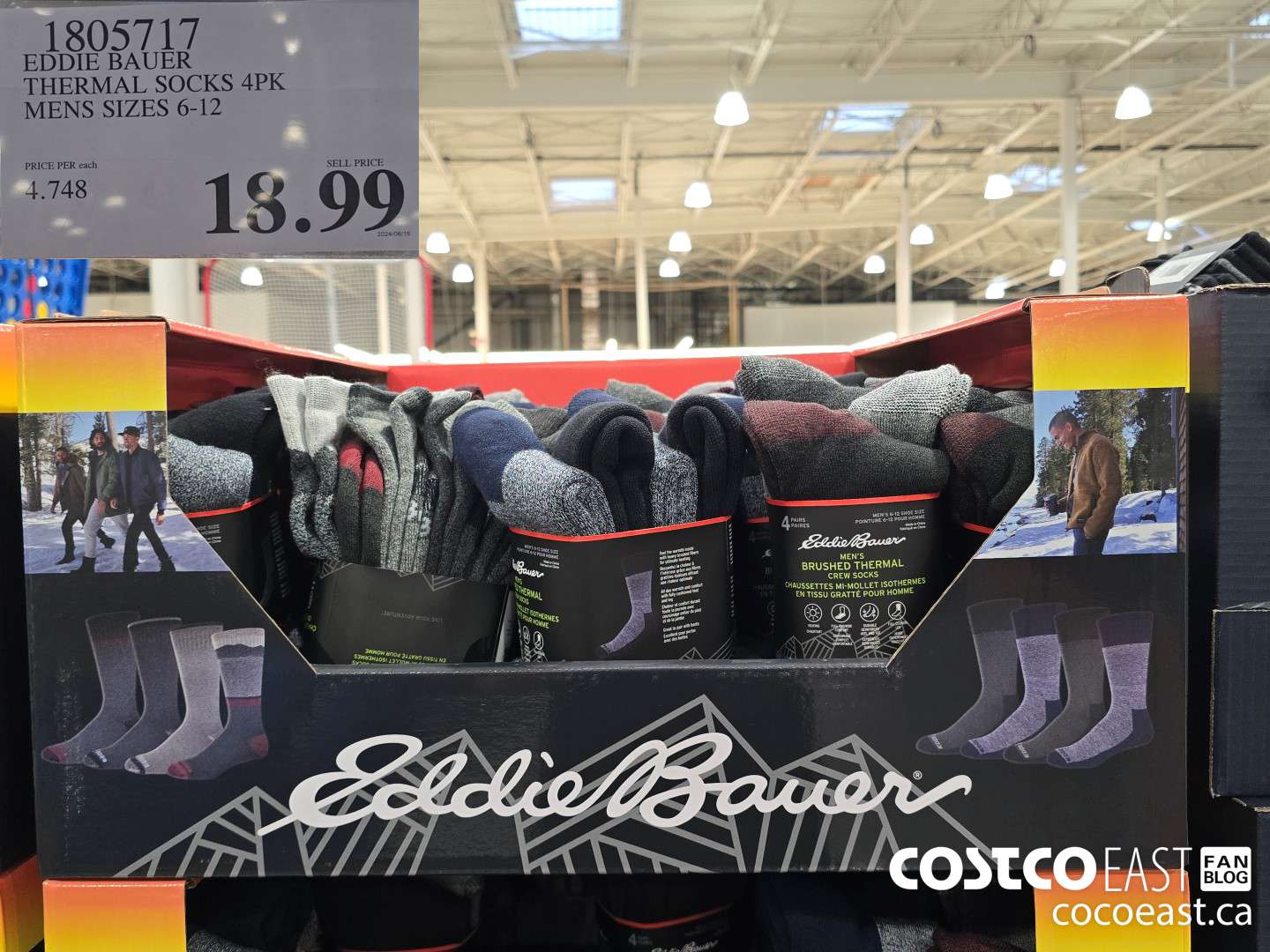 1805717 EDDIE BAUER THERMAL SOCKS 4PK MENS SIZES 6-12 $18.99