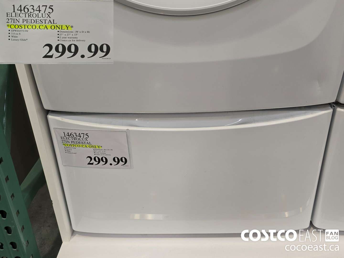 1463475 ELECTROLUX 27IN PEDESTAL “COSTCO.CA ONLY* $299.99