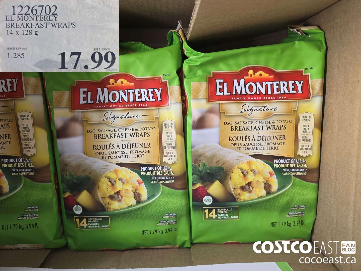 1226702 EL MONTEREY BREAKFAST WRAPS 14 x 128G $17.99