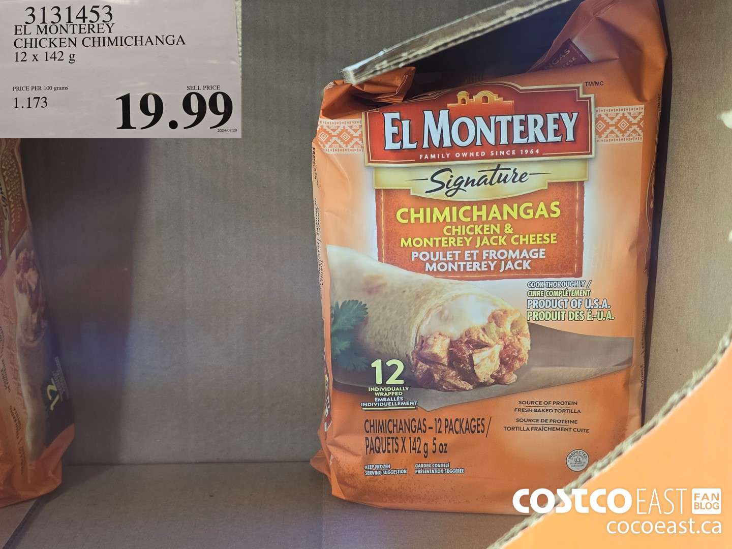 3131453 EL MONTEREY CHICKEN CHIMICHANGA 12 x 142 G $19.99