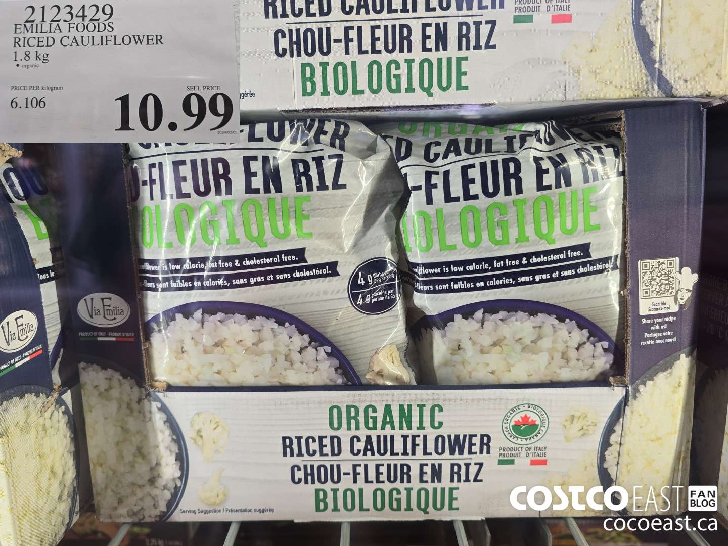 2123429 EMILIA FOODS RICED CAULIFLOWER 1.3 kg $10.99