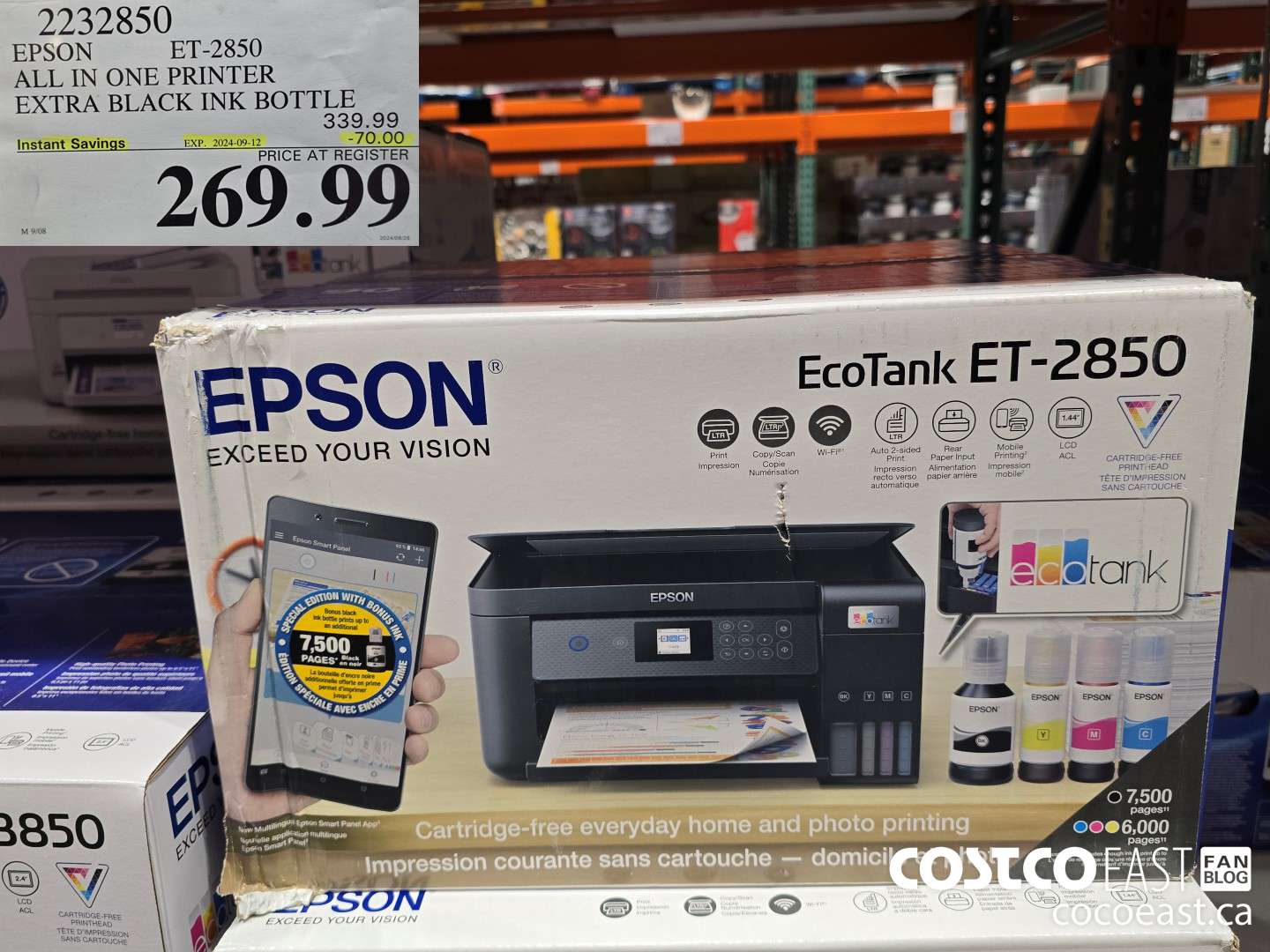 2232850 EPSON ET-2850 ALL IN ONE PRINTER EXTRA BLACK INK BOTTLE ($70.00 INSTANT SAVINGS EXPIRES ON 2024-09-12) $269.99