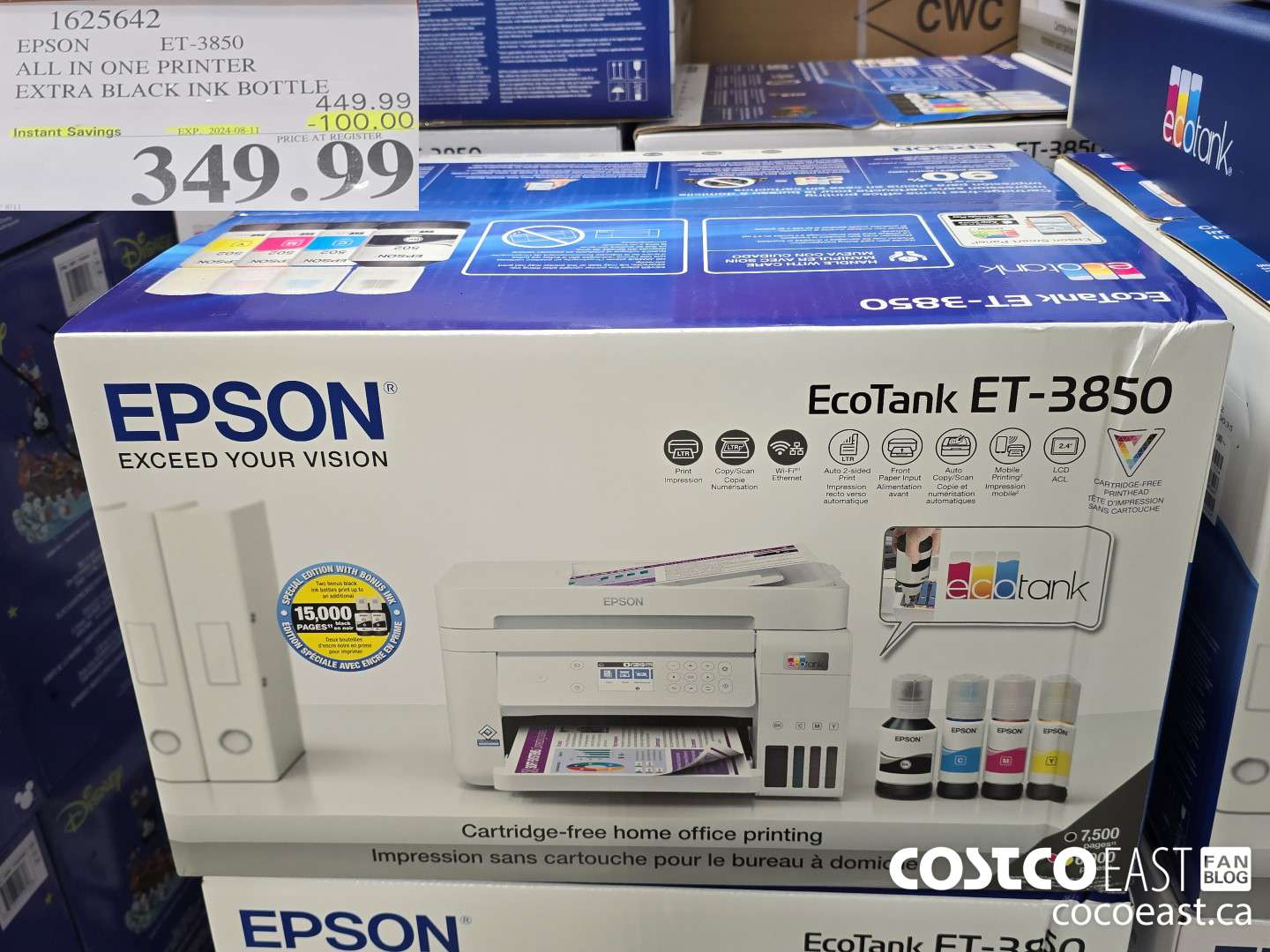 1625642 EPSON ET-3850 ALL IN ONE PRINTER EXTRA BLACK INK BOTTLE ($100.00 INSTANT SAVINGS EXPIRES ON 2024-08-11) $349.99