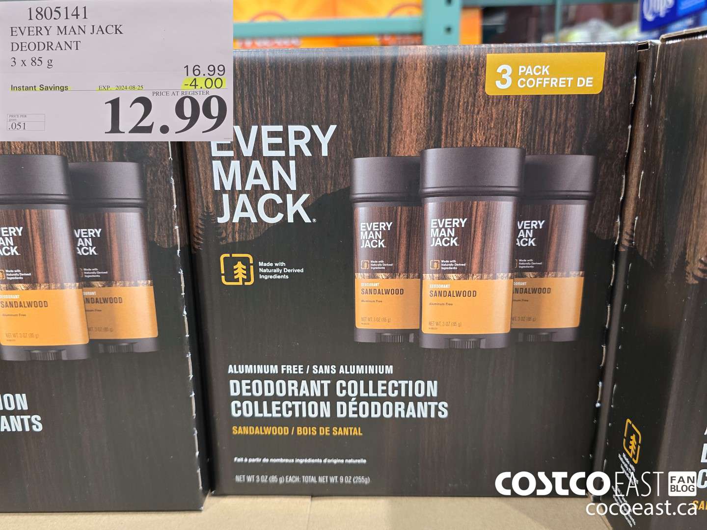 1805141 EVERY MAN JACK DEODRANT 3 x 85 g ($4.00 INSTANT SAVINGS EXPIRES ON 2024-08-25) $12.99