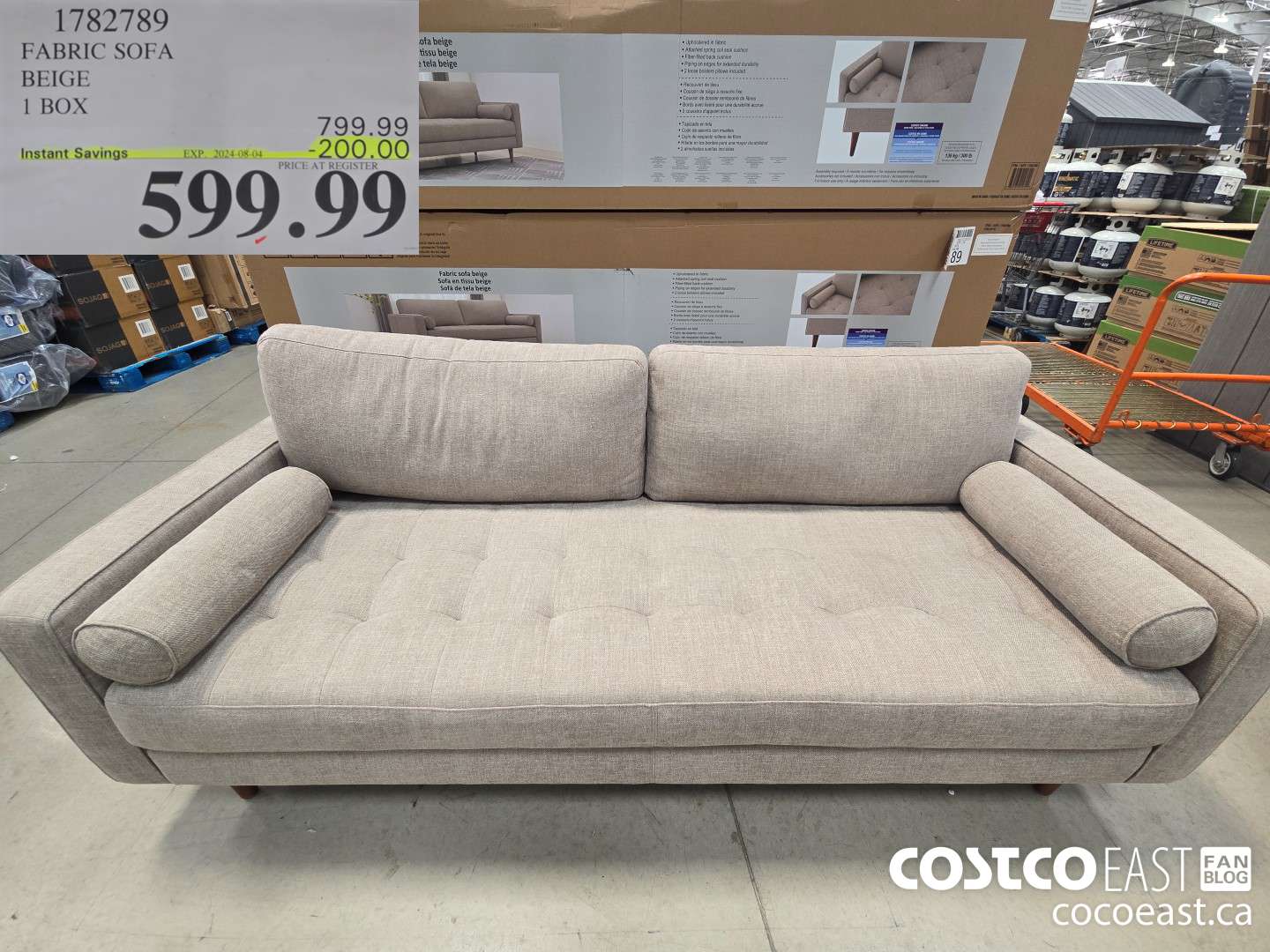 1782789 FABRIC SOFA BEIGE 1 BOX ($200.00 INSTANT SAVINGS EXPIRES ON 2024-08-04) $599.99