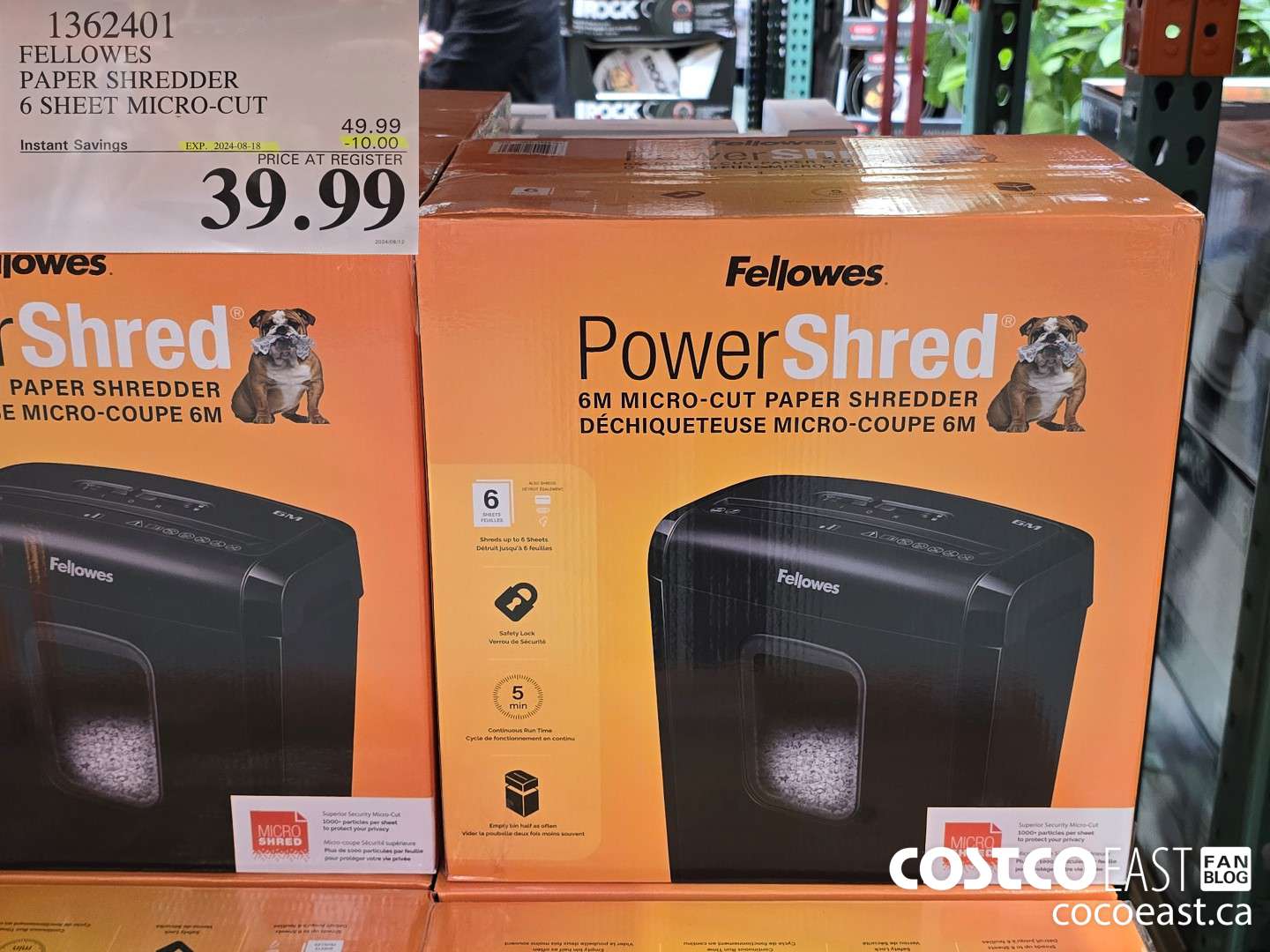 1362401 FELLOWES PAPER SHREDDER 6 SHEET MICRO-CUT ($10.00 INSTANT SAVINGS EXPIRES ON 2024-08-18) $39.99