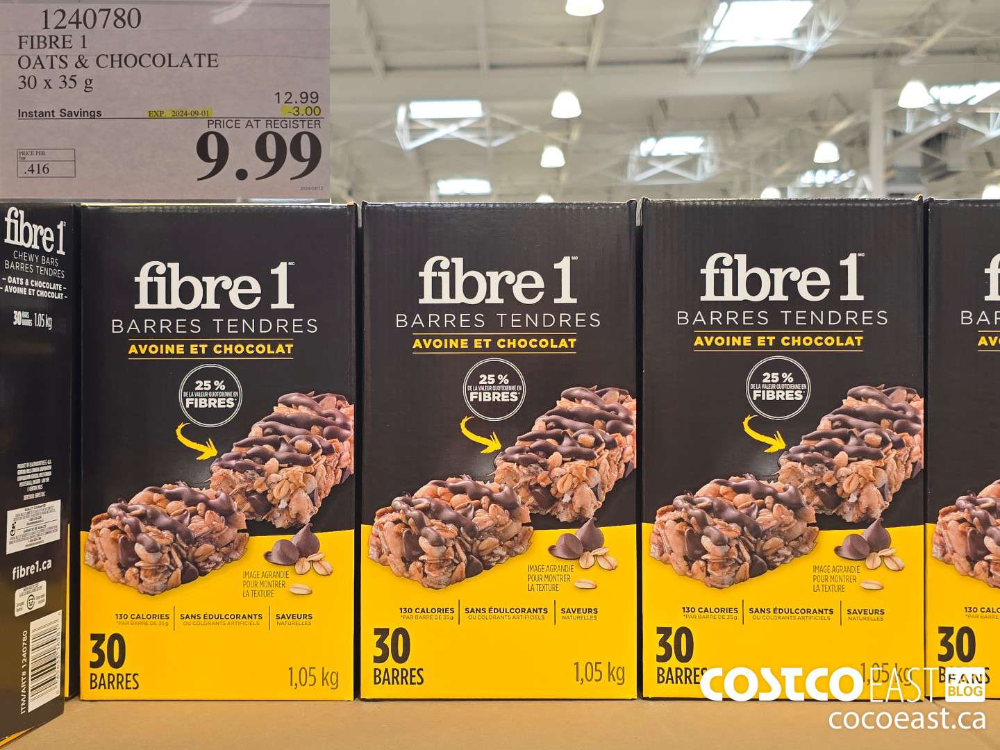 1240780 FIBRE 1 OATS & CHOCOLATE 30 X 35 G ($3.00 INSTANT SAVINGS EXPIRES ON 2024-09-01) $9.99