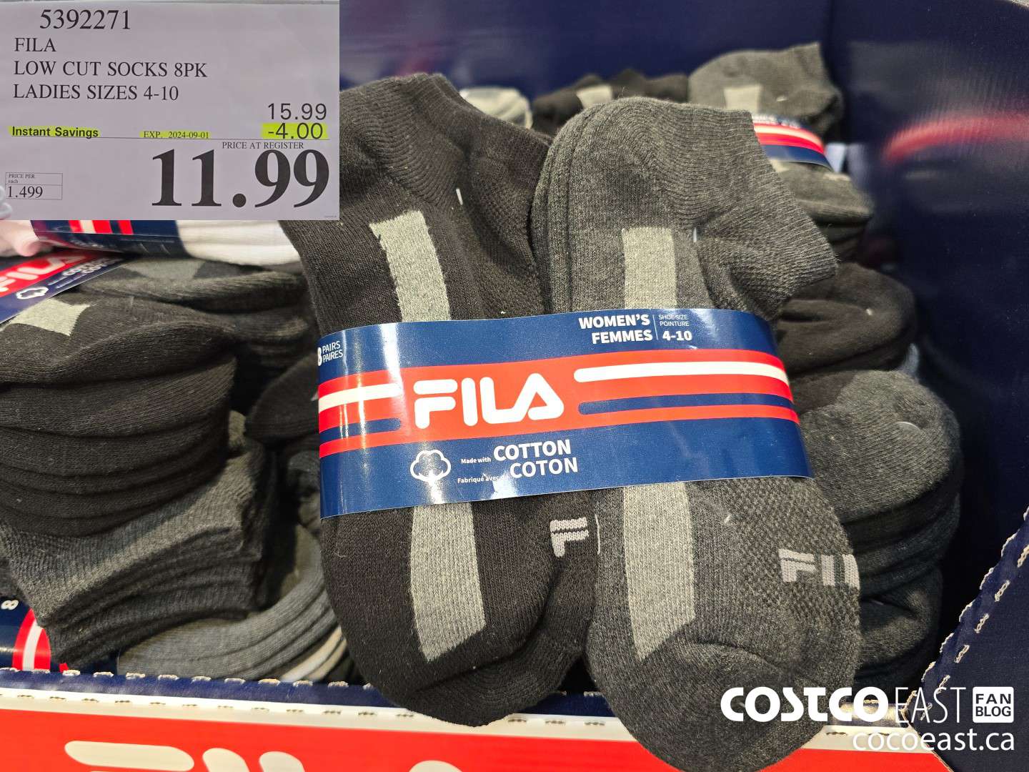 5392271 FILA LOW CUT SOCKS 8PK LADIES SIZES 4-10 ($4.00 INSTANT SAVINGS EXPIRES ON 2024-09-01) $11.99