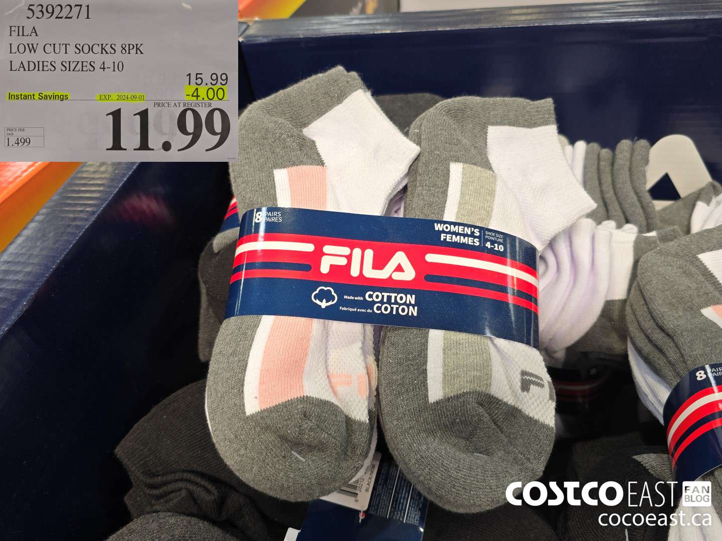 5392271 FILA LOW CUT SOCKS 8PK LADIES SIZES 4-10 ($4.00 INSTANT SAVINGS EXPIRES ON 2024-09-01) $11.99