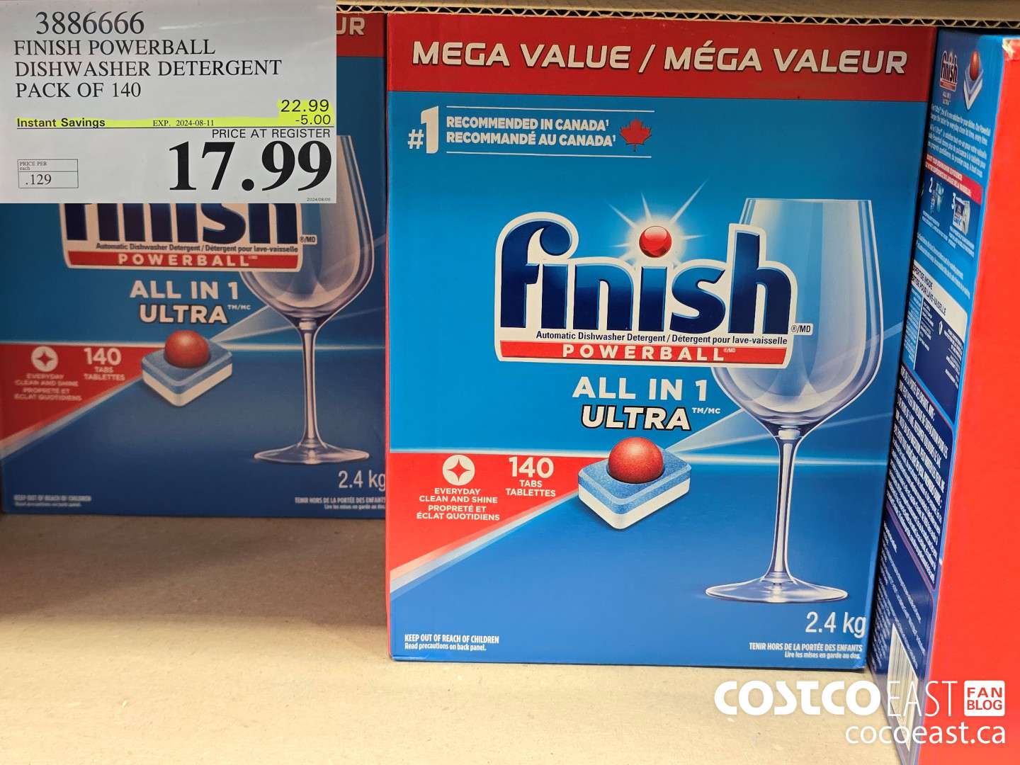 3886666 FINISH POWERBALL DISHWASHER DETERGENT PACK OF 140 ($5.00 INSTANT SAVINGS EXPIRES ON 2024-08-11) $17.99