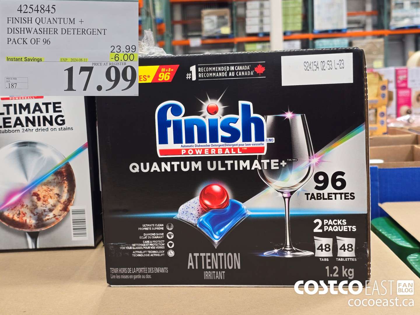 4254845 FINISH QUANTUM + DISHWASHER DETERGENT PACK OF 96 ($6.00 INSTANT SAVINGS EXPIRES ON 2024-08-11) $17.99