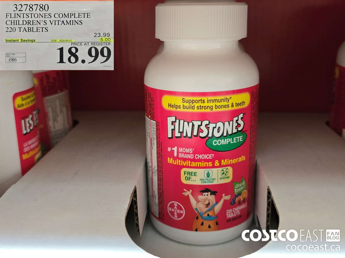 3278780 FLINTSTONES COMPLETE CHILDREN'S VITAMINS 220 TABLETS ($5.00 INSTANT SAVINGS EXPIRES ON 2024-09-01) $18.99