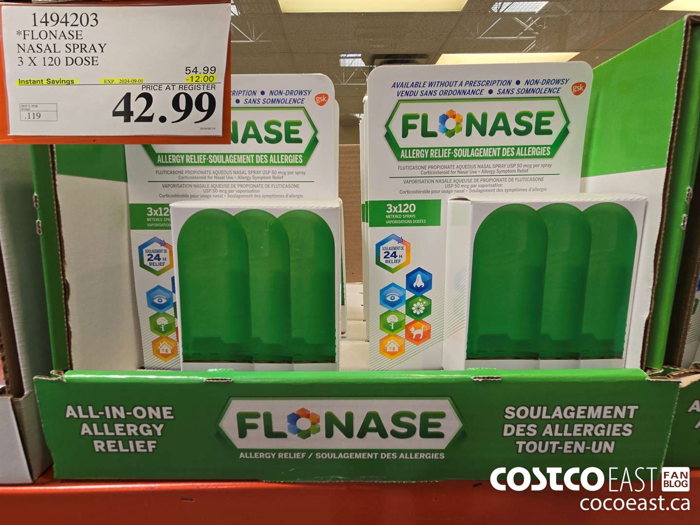 1494203 FLONASE NASAL SPRAY 3 X 120 DOSE ($12.00 INSTANT SAVINGS EXPIRES ON 2024-09-01) $42.99