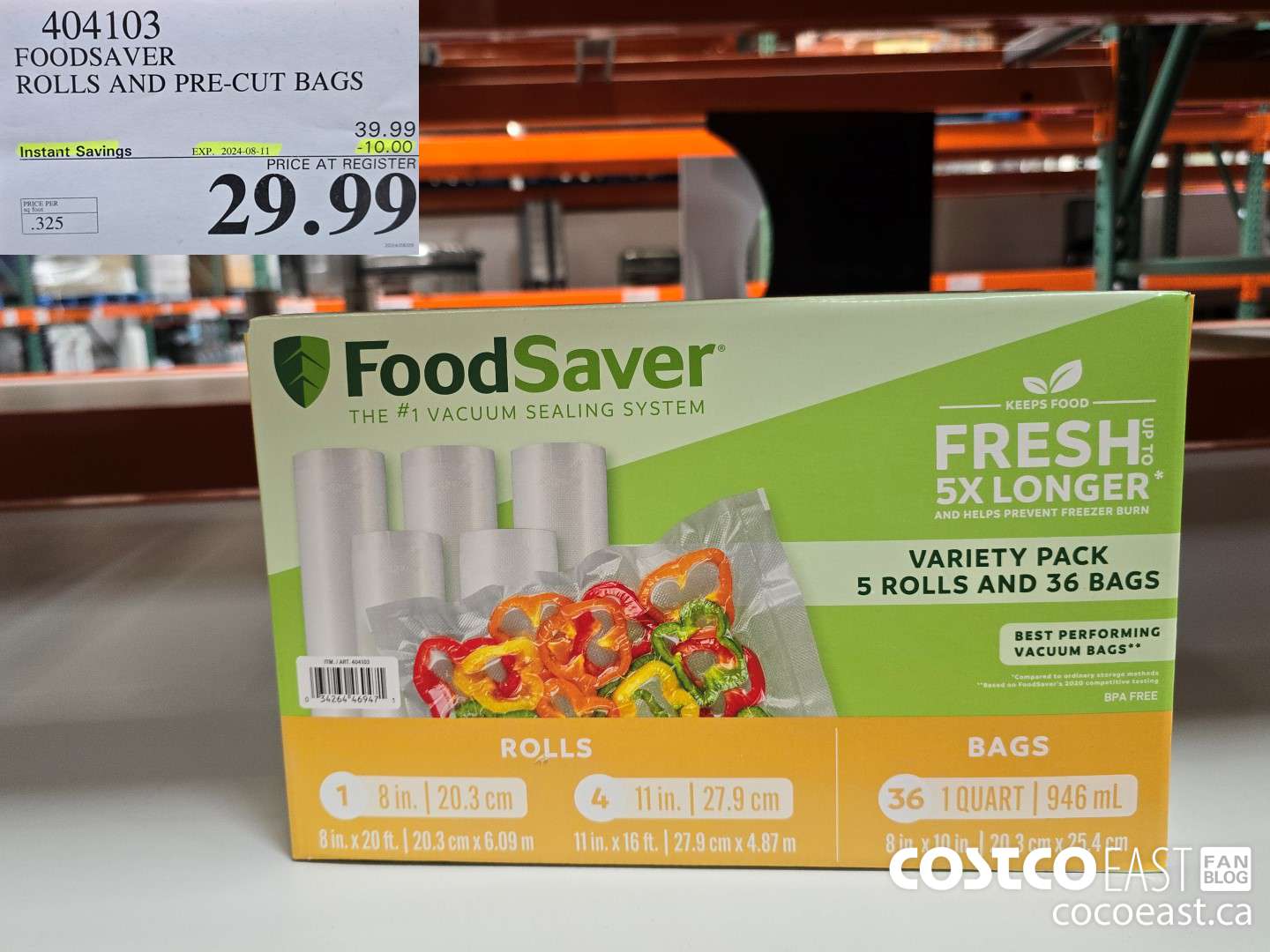 404103 FOODSAVER ROLLS AND PRE-CUT BAGS ($10.00 INSTANT SAVINGS EXPIRES ON 2024-08-11) $29.99