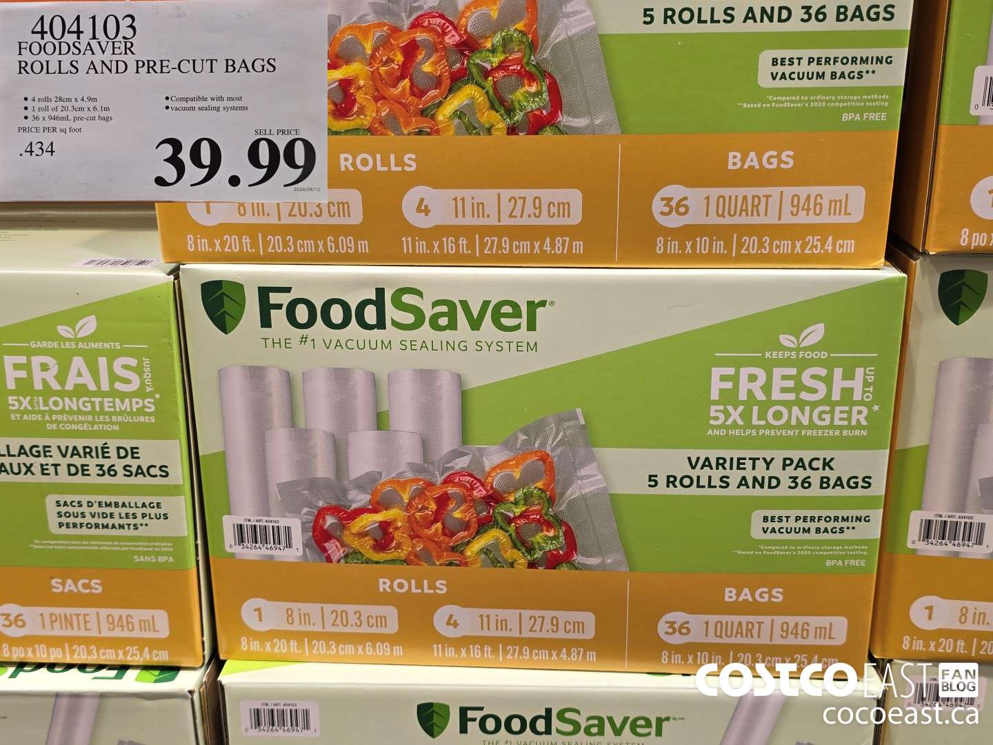 404103 FOODSAVER ROLLS AND PRE-CUT BAGS $39.99