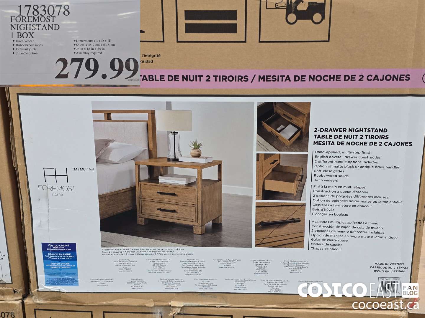 1783078 FOREMOST NIGHSTAND 1 BOX $279.99