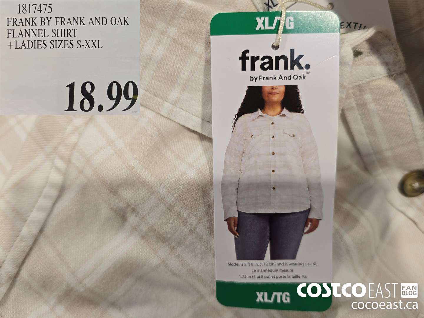 1817475 FRANK BY FRANK AND OAK FLANNEL SHIRT +LADIES SIZES S-XXL $18.99
