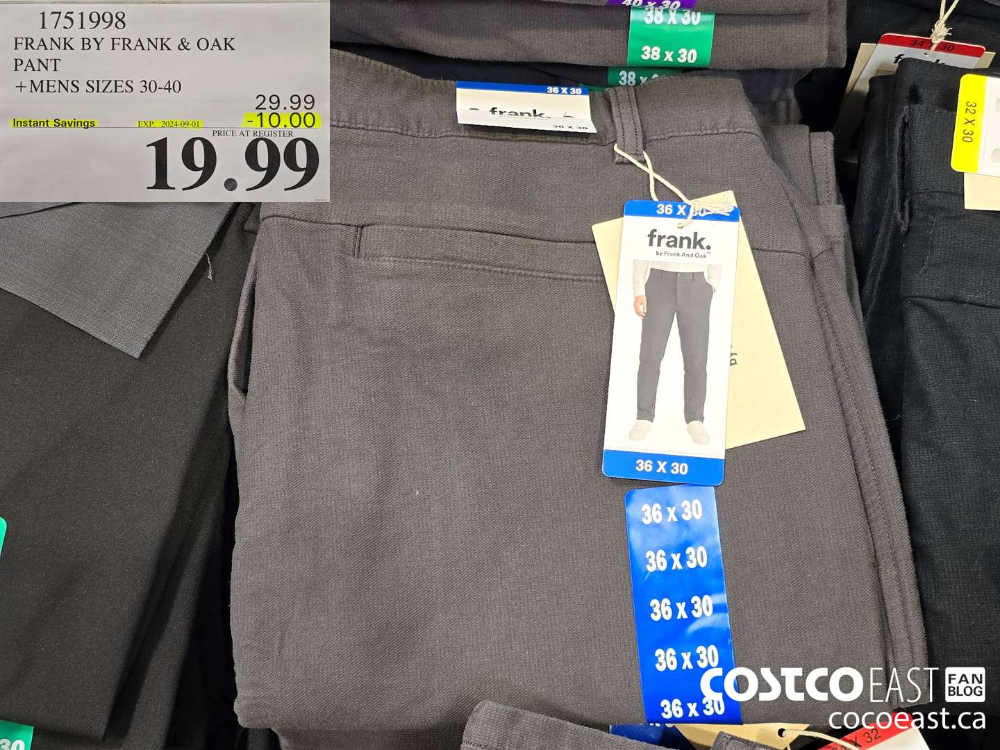 1751998 FRANK BY FRANK & OAK PANT +MENS SIZES 30-40 ($10.00 INSTANT SAVINGS EXPIRES ON 2024-09-01) $19.99
