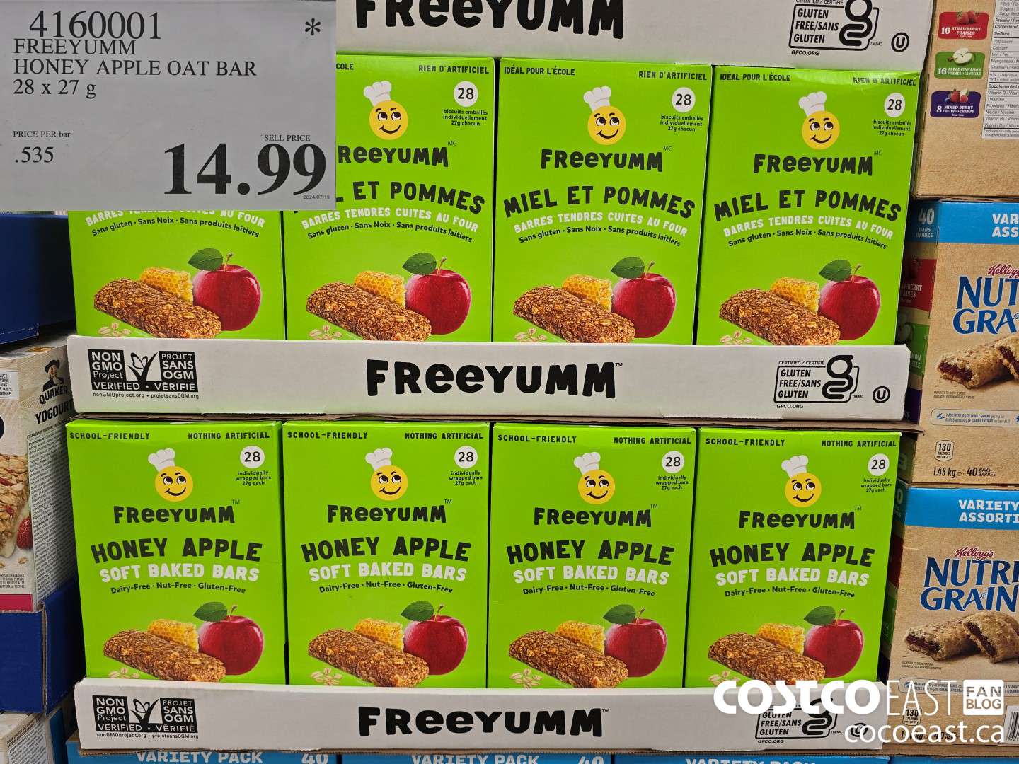 4160001 FREEYUMM HONEY APPLE OAT BAR 28 X 27 G $14.99