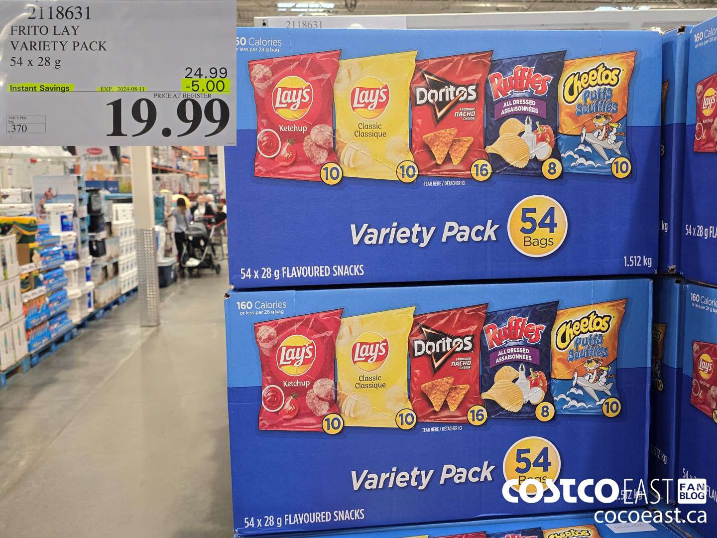 2118631 FRITO LAY VARIETY PACK 54 x 28 g ($5.00 INSTANT SAVINGS EXPIRES ON 2024-08-11) $19.99