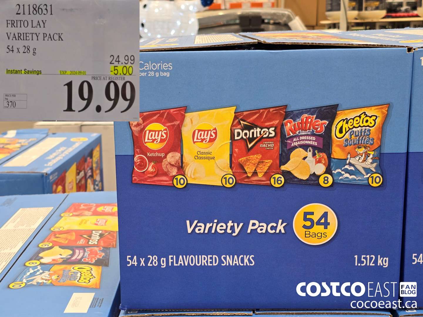 2118631 FRITO LAY VARIETY PACK 54 x 28 g ($5.00 INSTANT SAVINGS EXPIRES ON 2024-09-01) $19.99