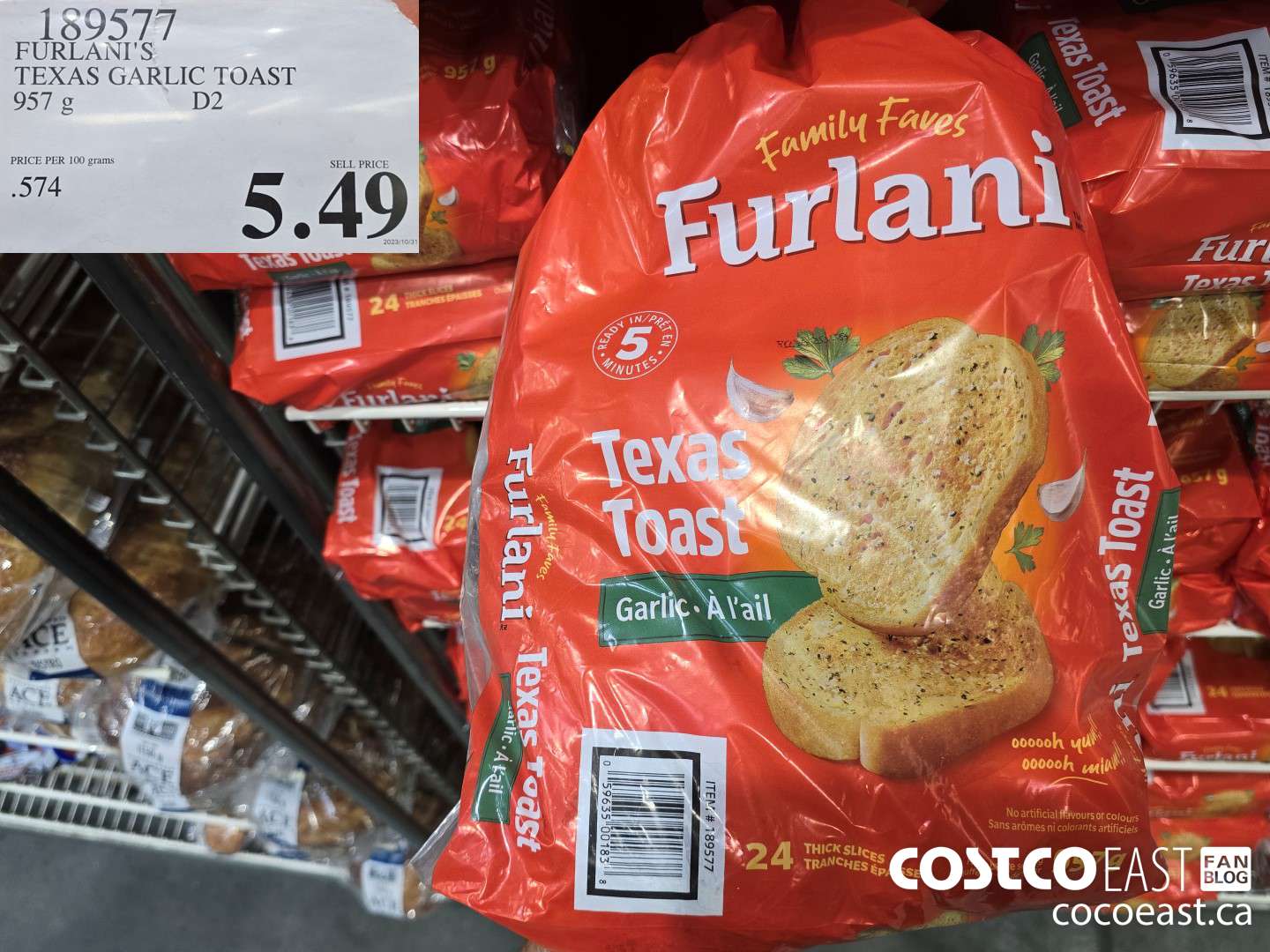 189577 FURLANI'S TEXAS GARLIC TOAST 957 g $5.49