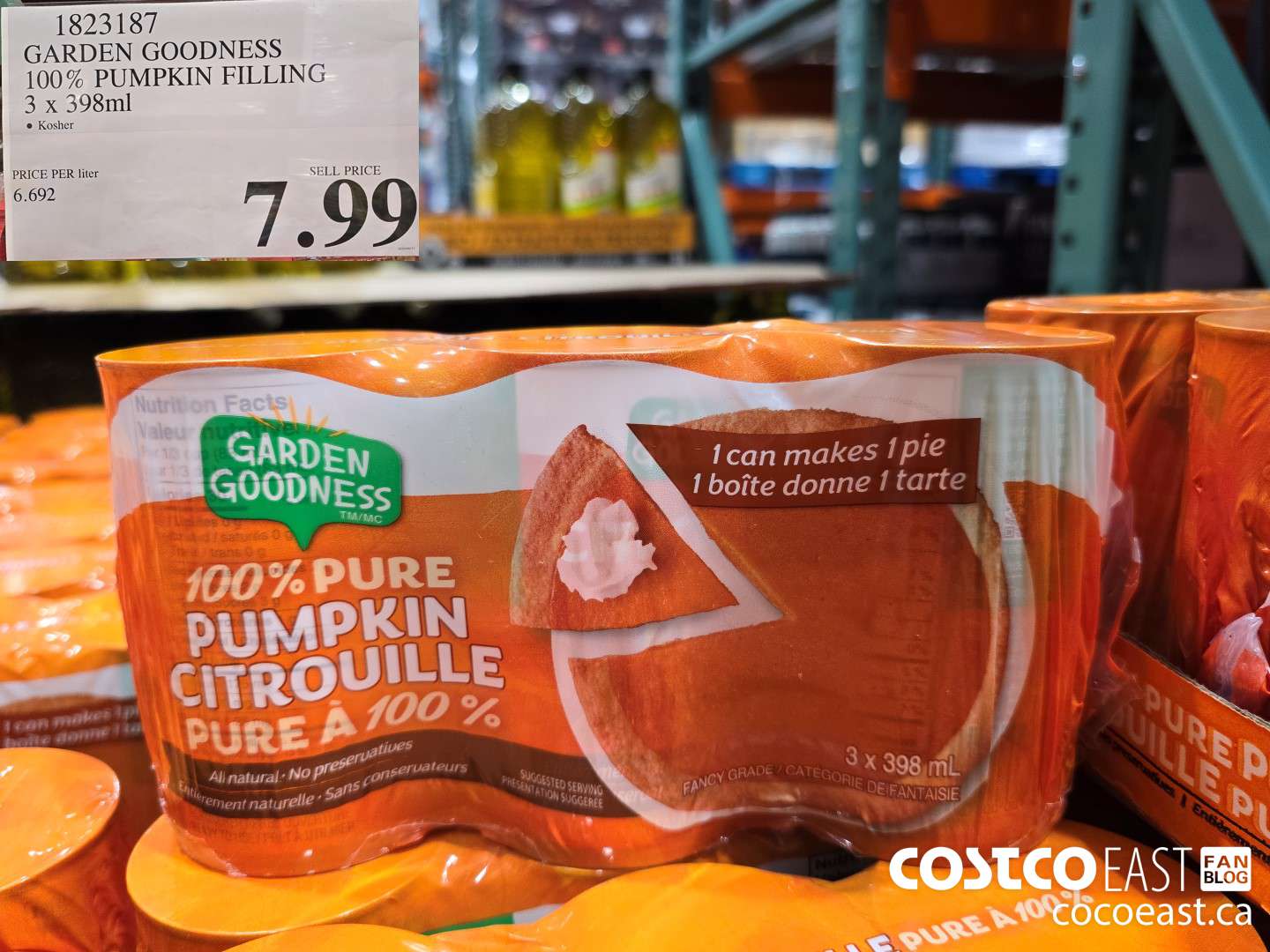 1823187 GARDEN GOODNESS 100% PUMPKIN FILLING 3 x 398ml $7.99