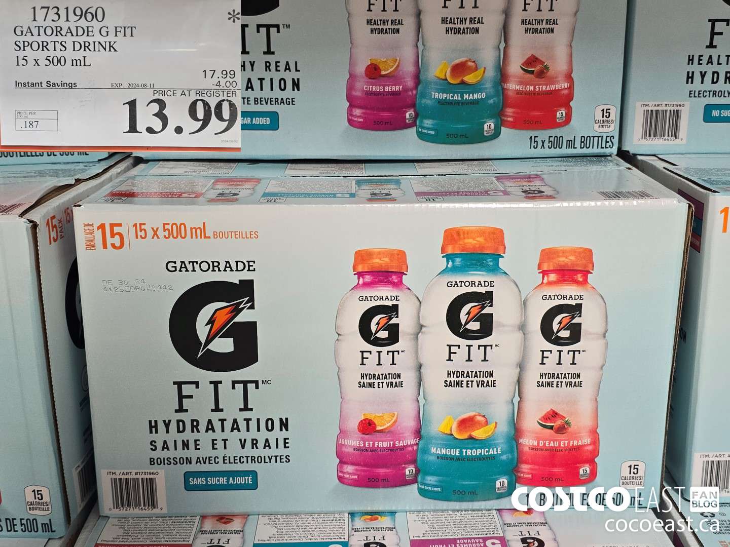 1731960 GATORADE G FIT SPORTS DRINK 15 X 500 ML ($4.00 INSTANT SAVINGS EXPIRES ON 2024-08-11) $13.99