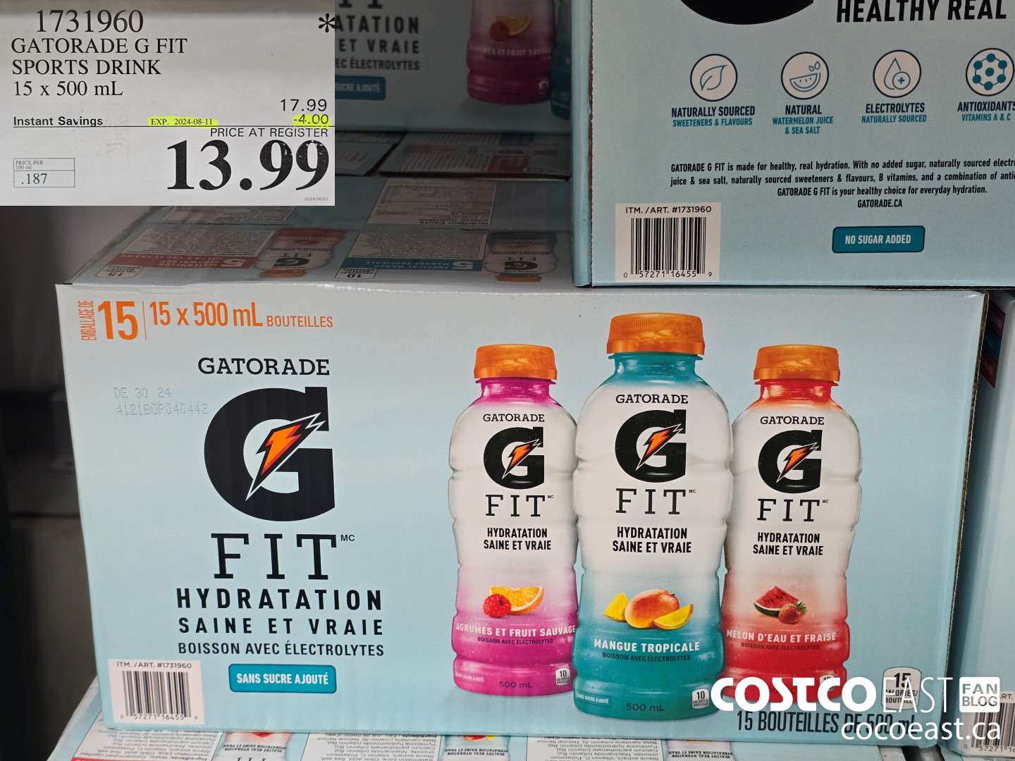 1731960 GATORADE G FIT SPORTS DRINK 15 X 500 ML ($4.00 INSTANT SAVINGS EXPIRES ON 2024-08-11) $13.99