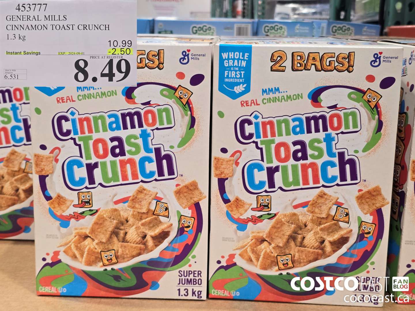 453777 GENERAL MILLS CINNAMON TOAST CRUNCH 1.3 kg ($2.50 INSTANT SAVINGS EXPIRES ON 2024-09-01) $8.49