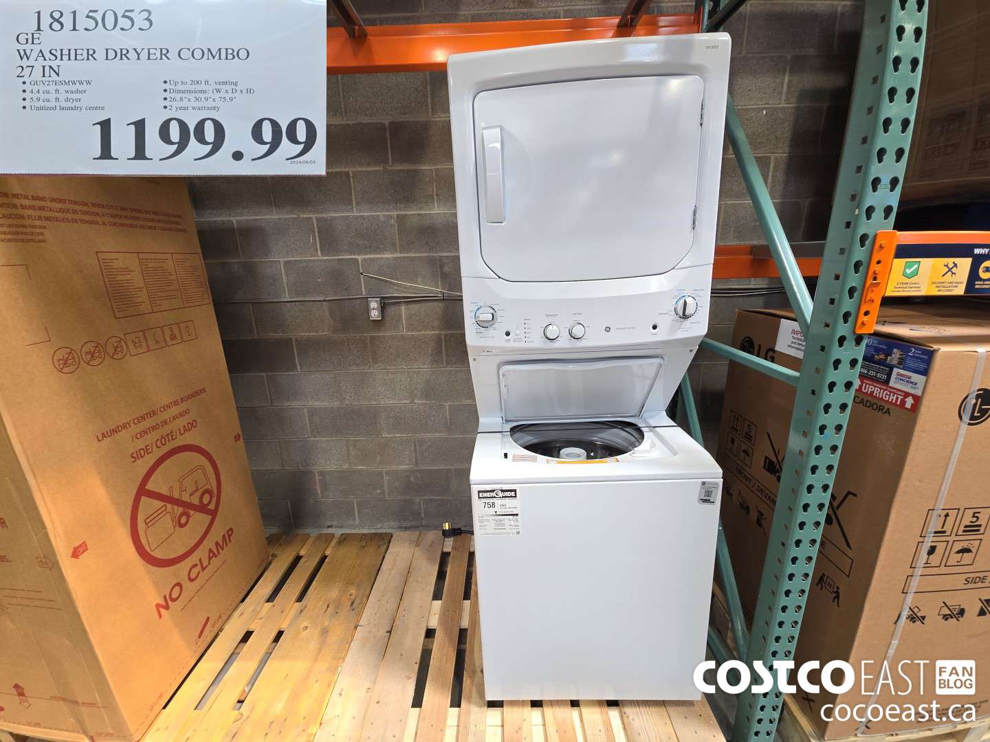 1815053 GE WASHER DRYER COMBO 27 IN $1199.99