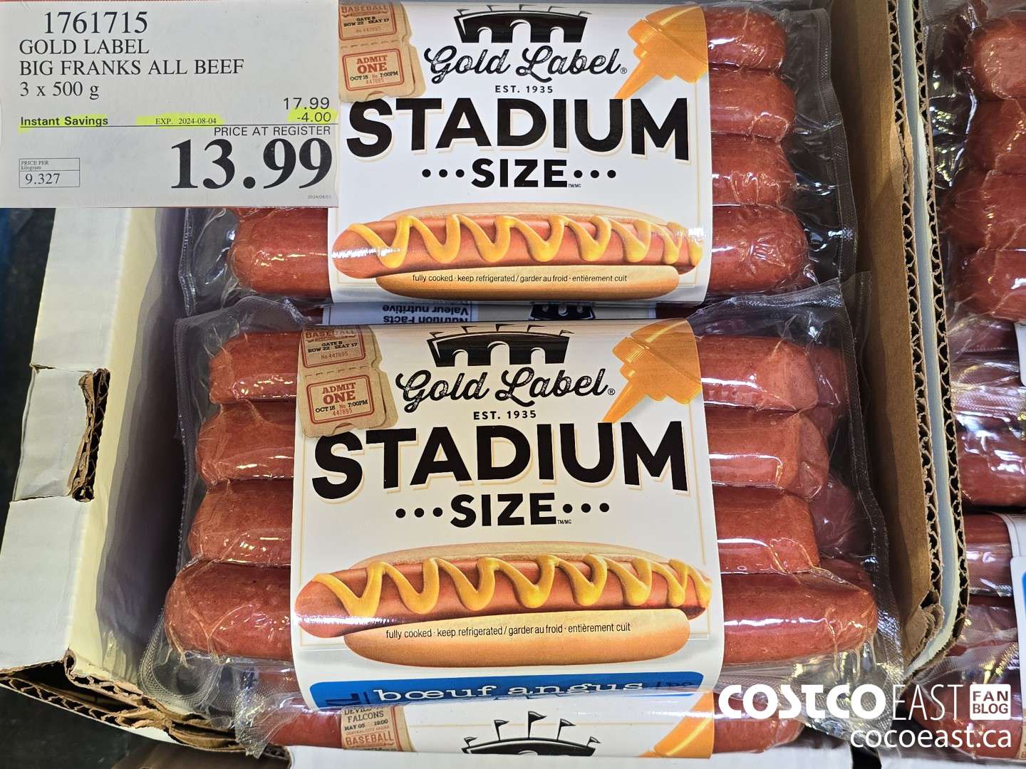 1761715 GOLD LABEL BIG FRANKS ALL BEEF 3 X 500 G ($4.00 INSTANT SAVINGS EXPIRES ON 2024-08-04) $13.99